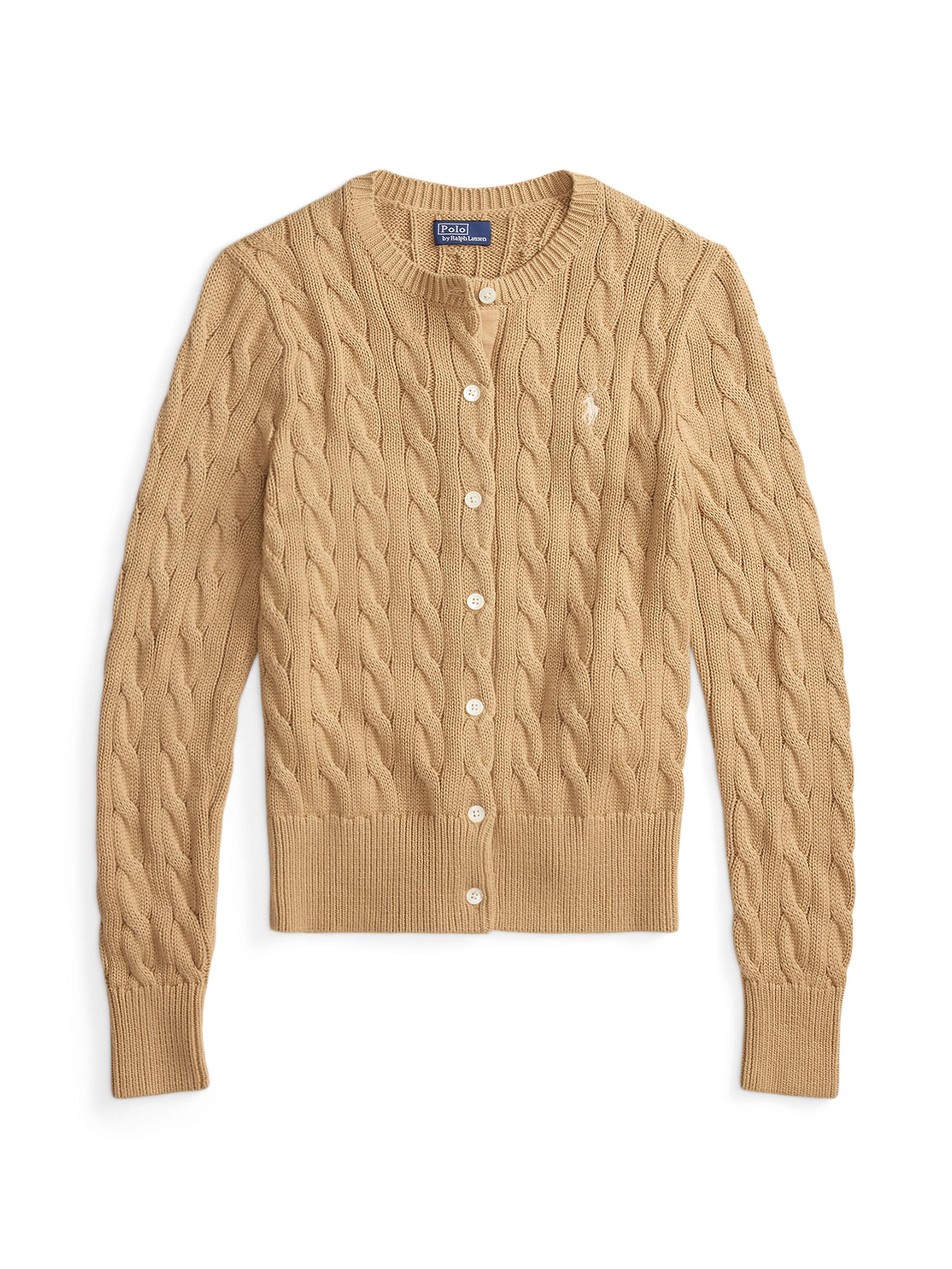 Polo Ralph Lauren Cable-Knit Stretch-Cotton Crop Cardigan | Saks