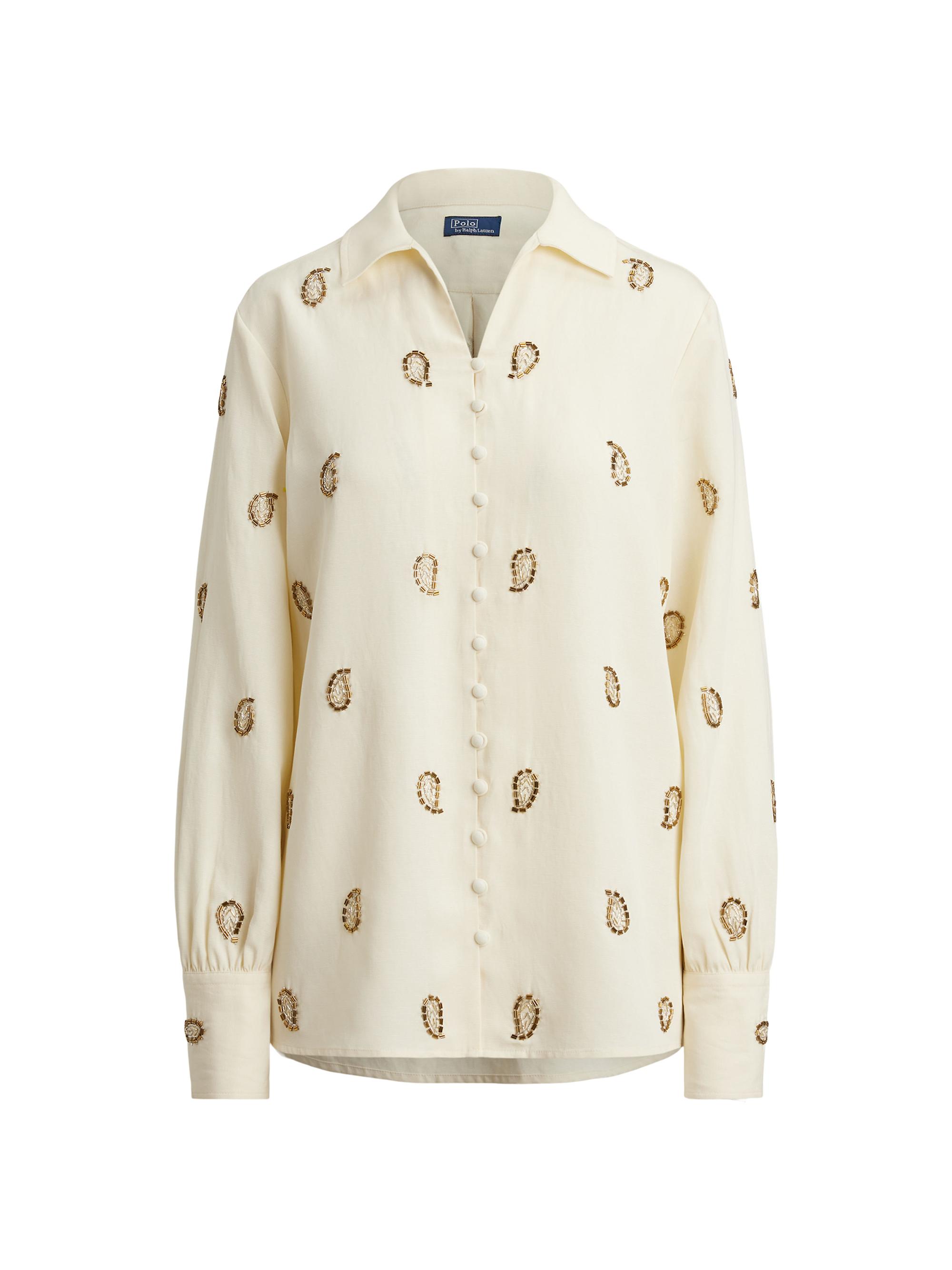 Polo Ralph Lauren Women's Demi Beaded Paisley Shirt - Trophy Cream
