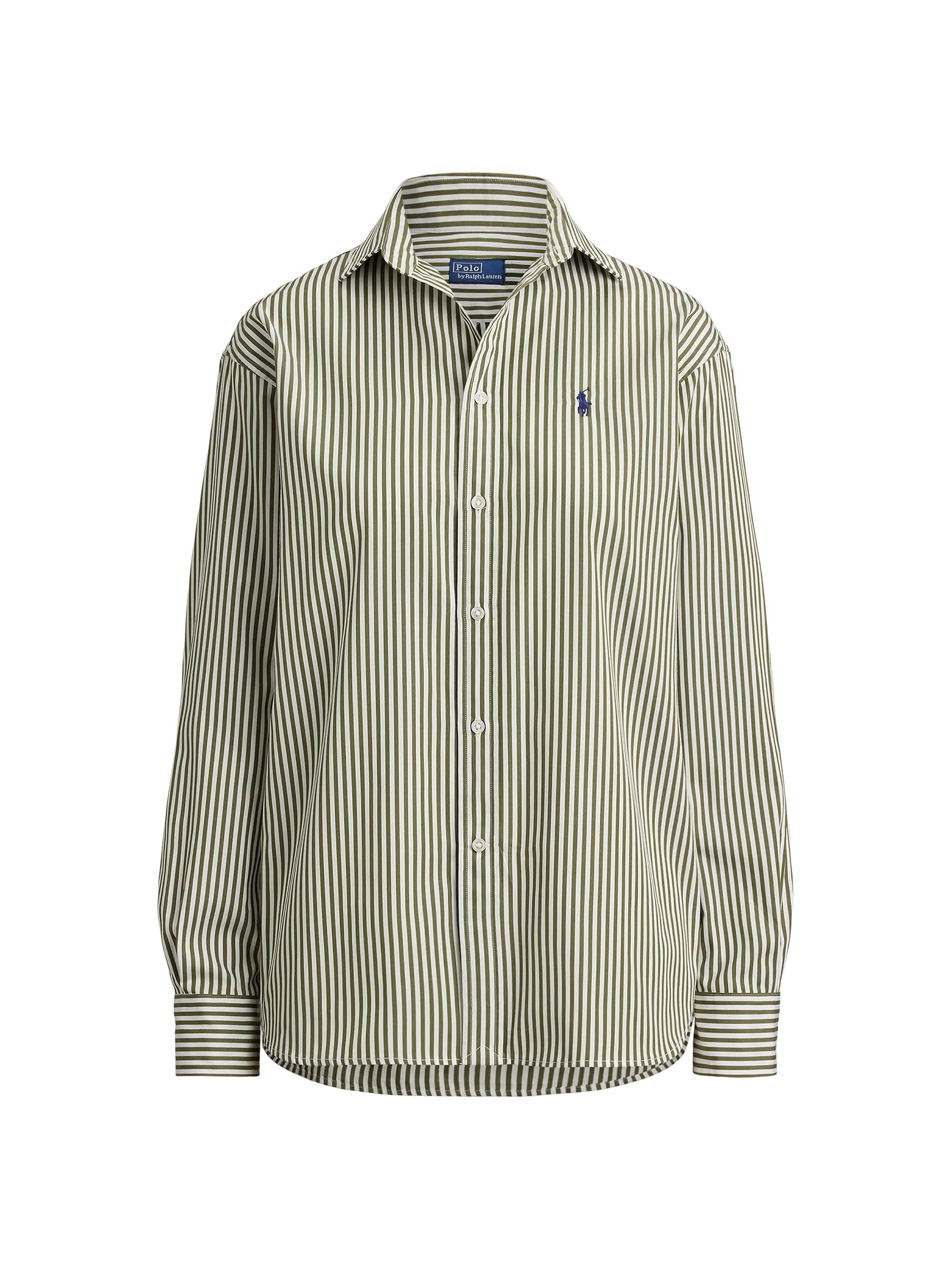 Polo Ralph Lauren Women's Striped Cotton Button-Front Shirt - Supply Olive White