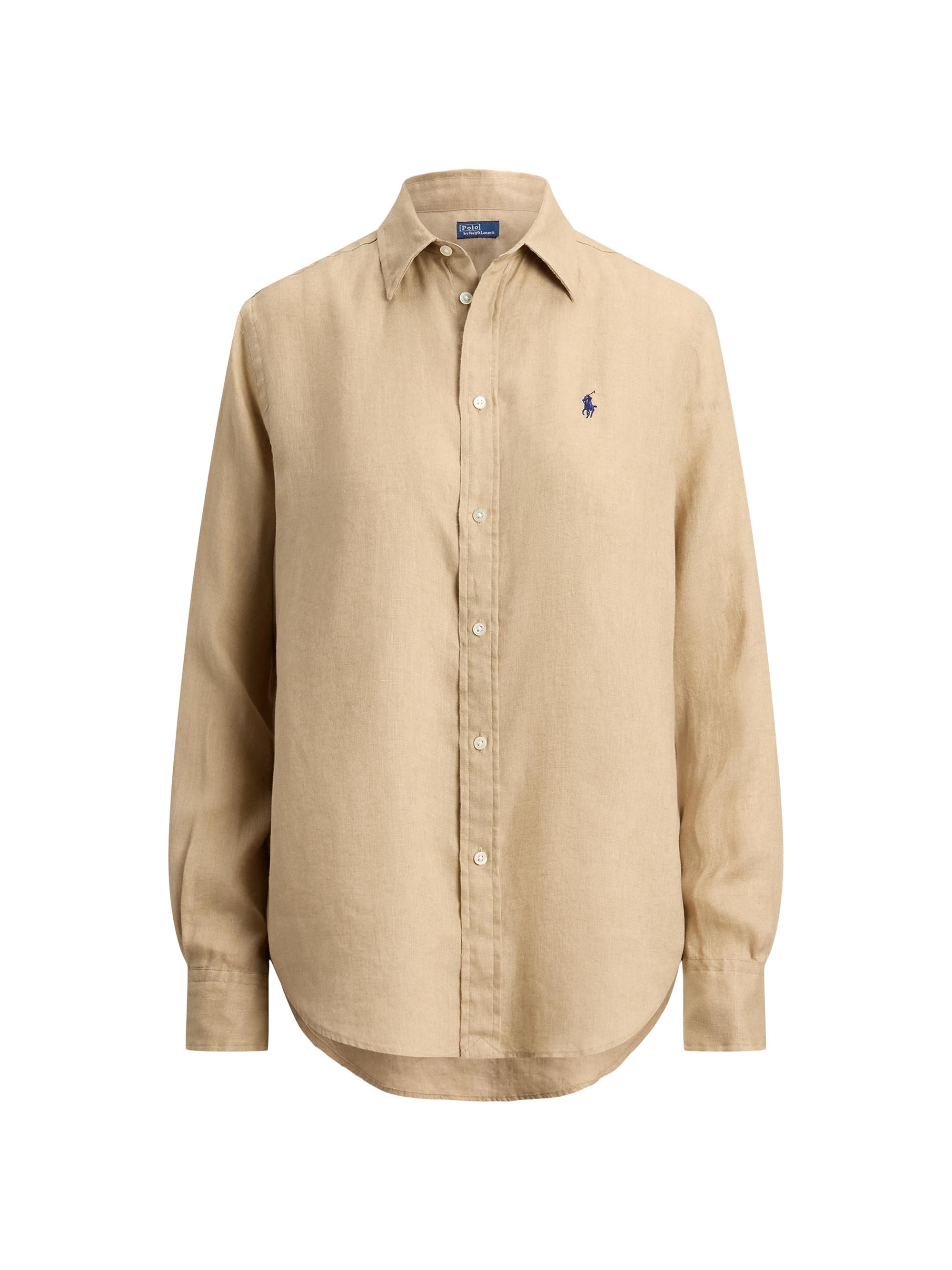 Polo Ralph Lauren Women's Logo Linen Classic-Fit Shirt - Coastal Beige