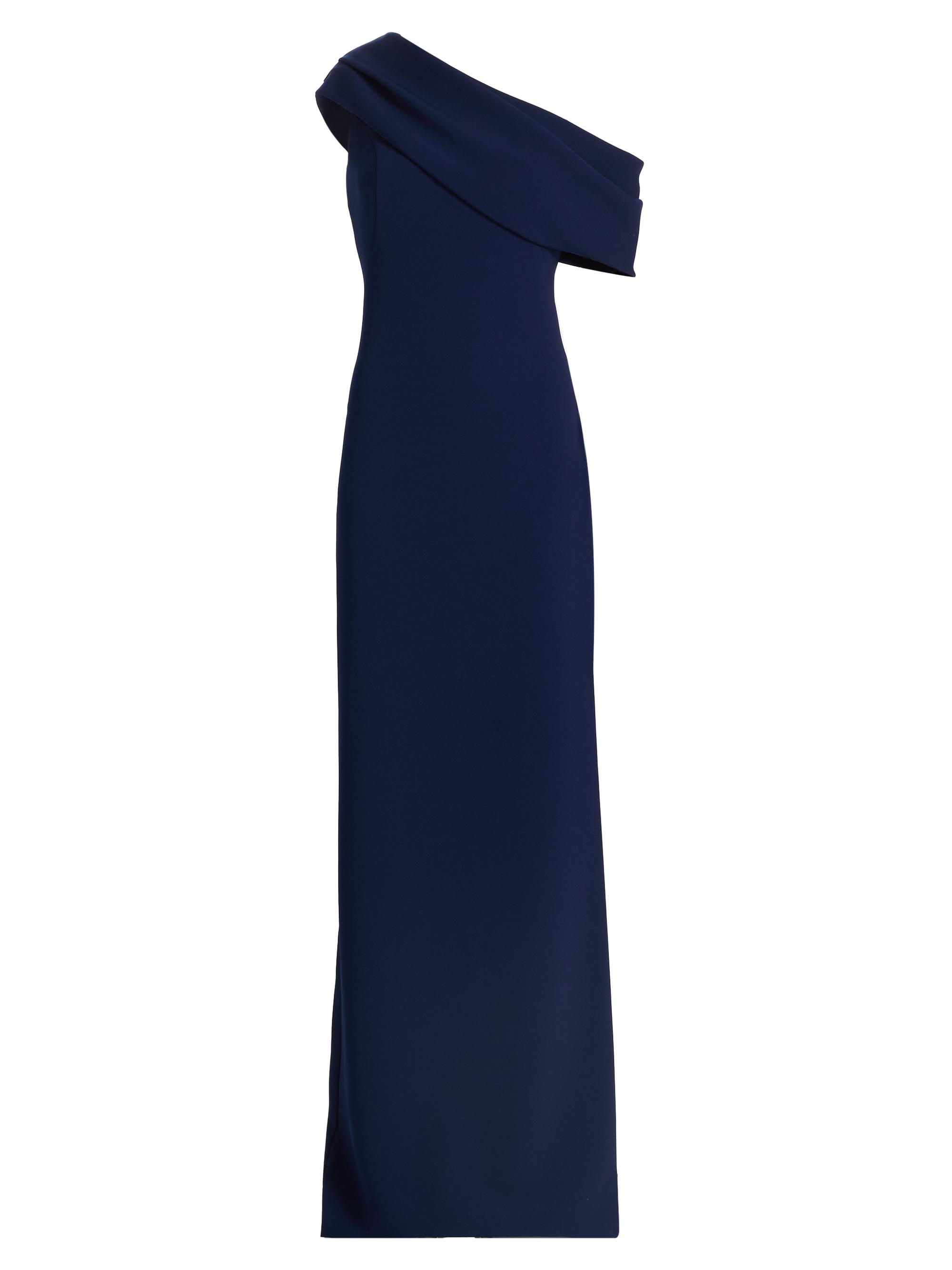 Amsale Women's Draped One-Shoulder Column Gown - Navy