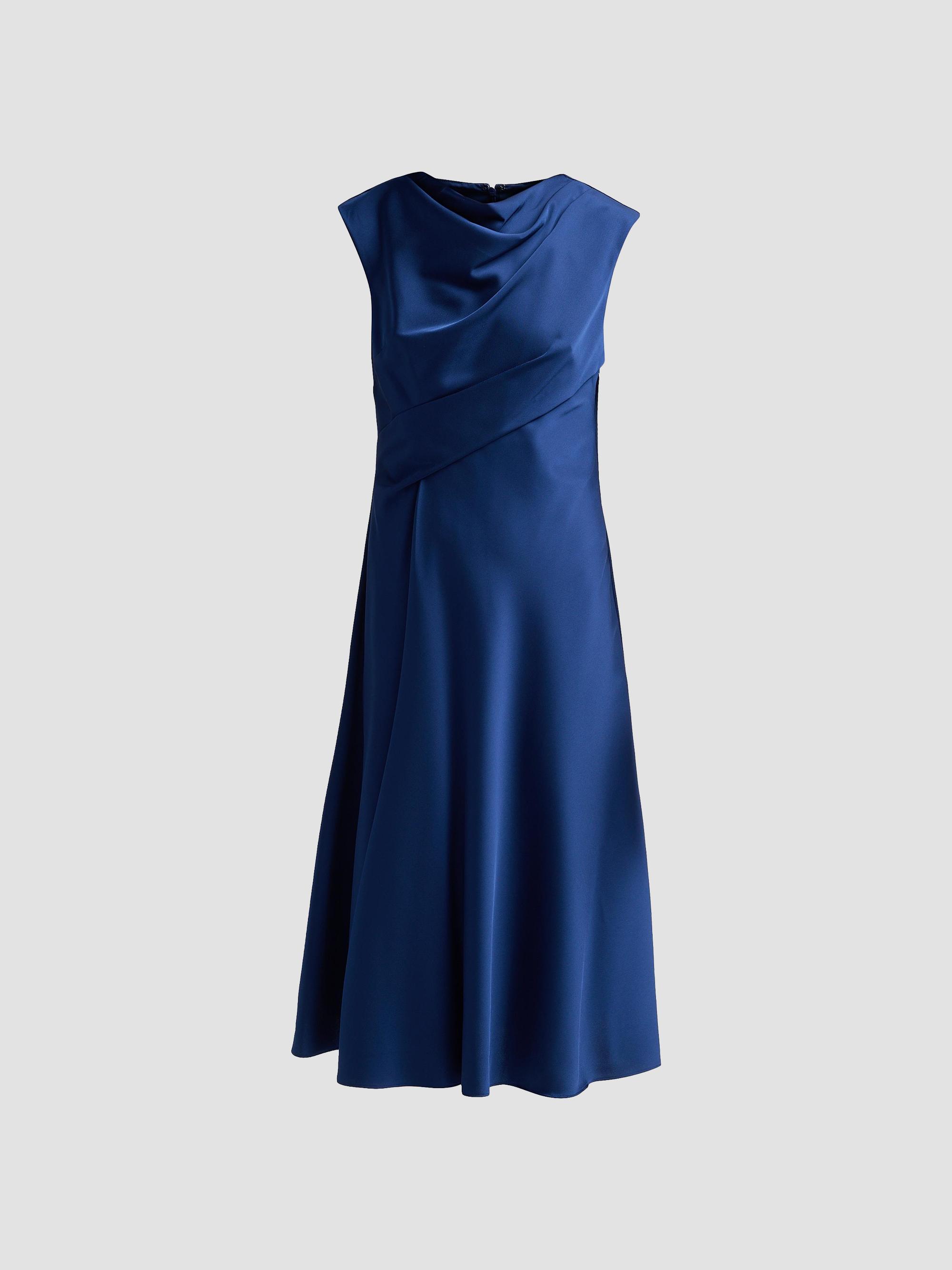 Aidan Mattox Women's Crepe Back Satin Midi Dress - Navy