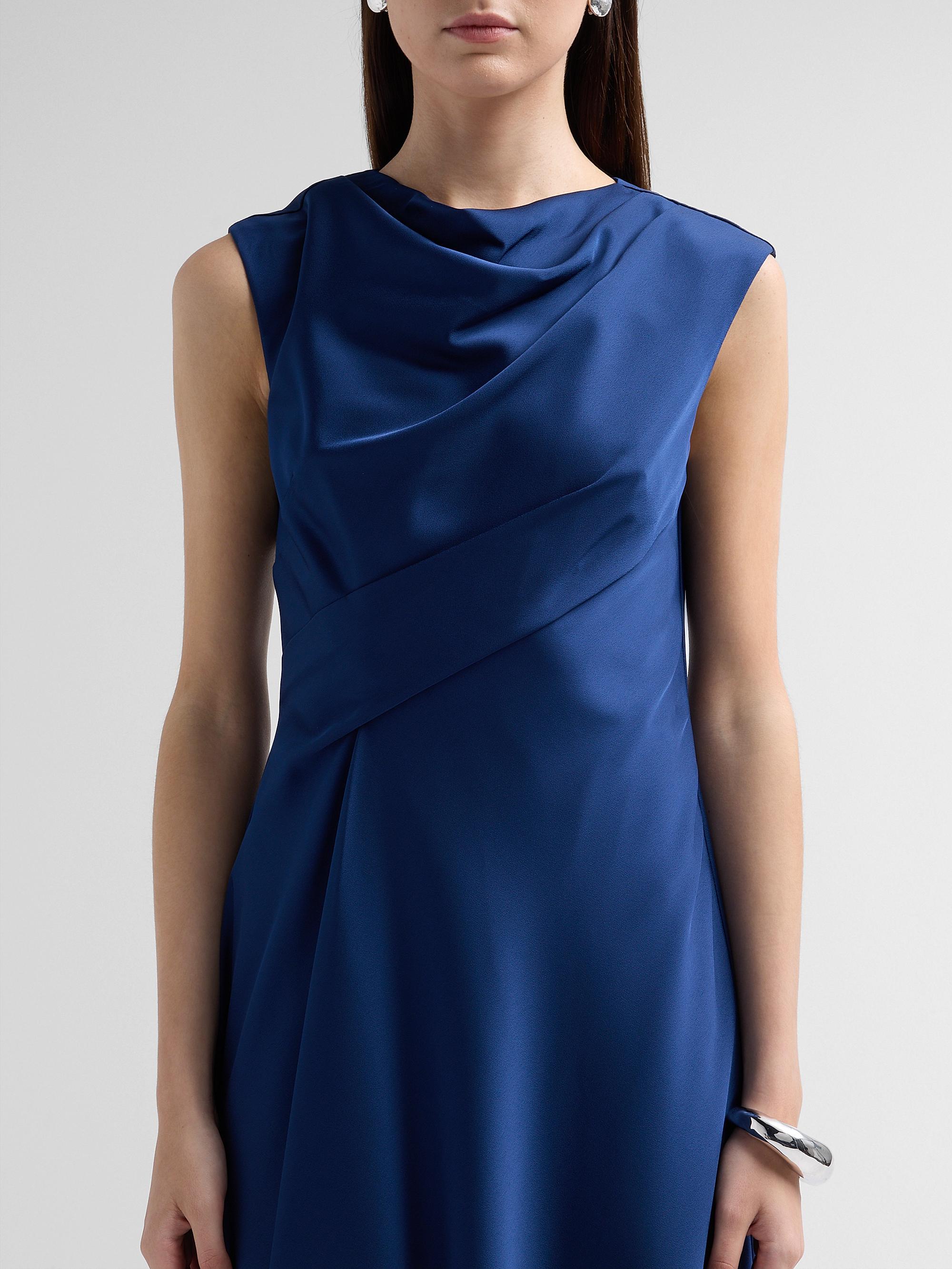 Aidan Mattox Women's Crepe Back Satin Midi Dress - Navy | Thumbnail 5