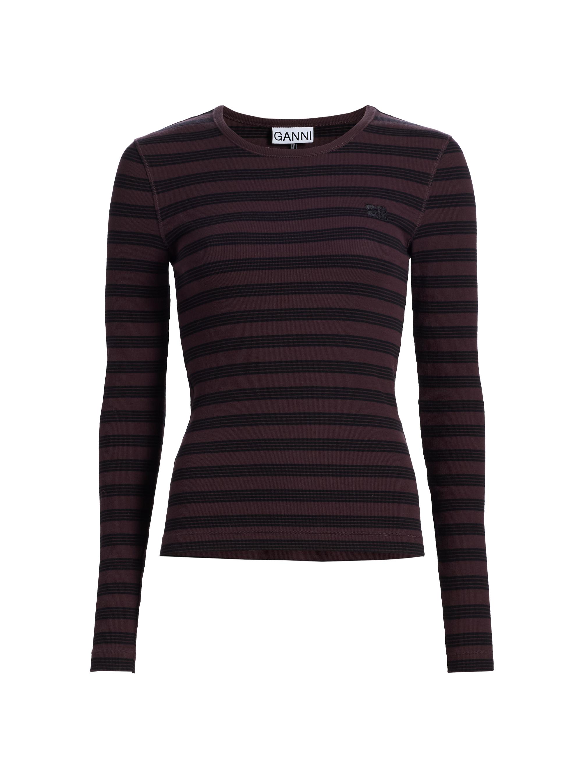 Ganni Striped Stretch-Cotton Long-Sleeve Top | Saks Fifth Avenue