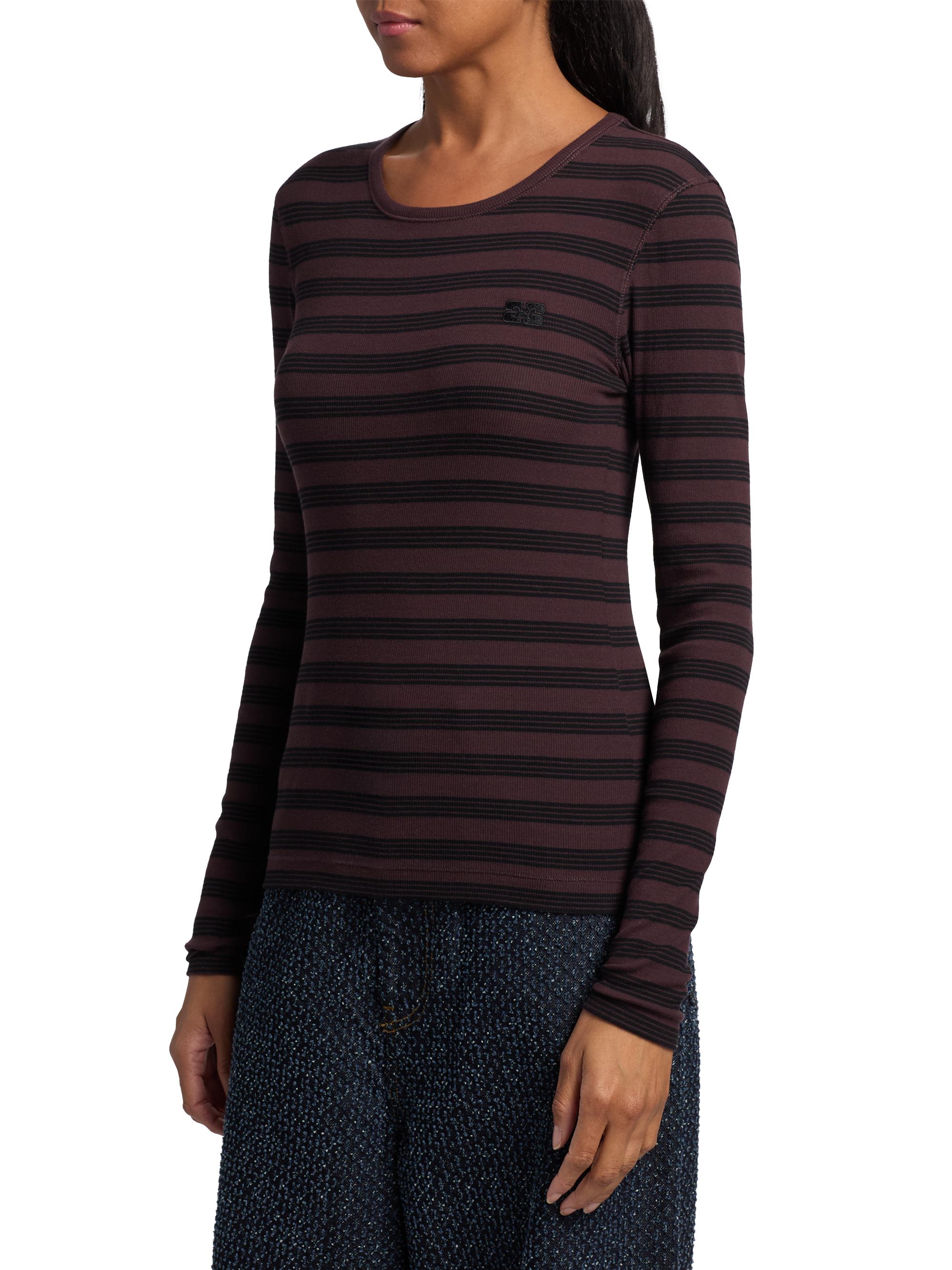 Ganni Striped Stretch-Cotton Long-Sleeve Top | Saks Fifth Avenue