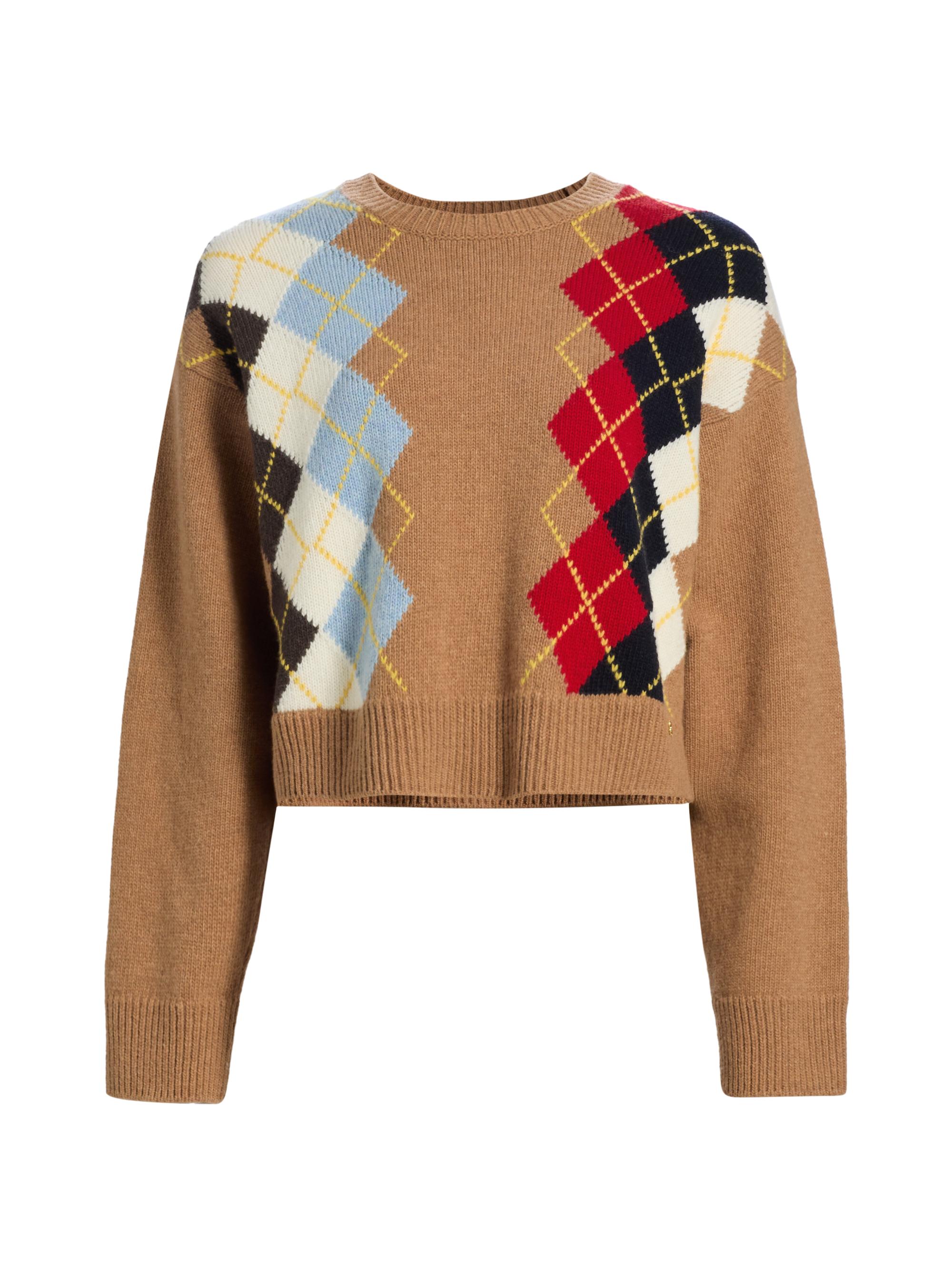 Ganni Women's Argyle-Knit Wool-Blend Sweater - Incense