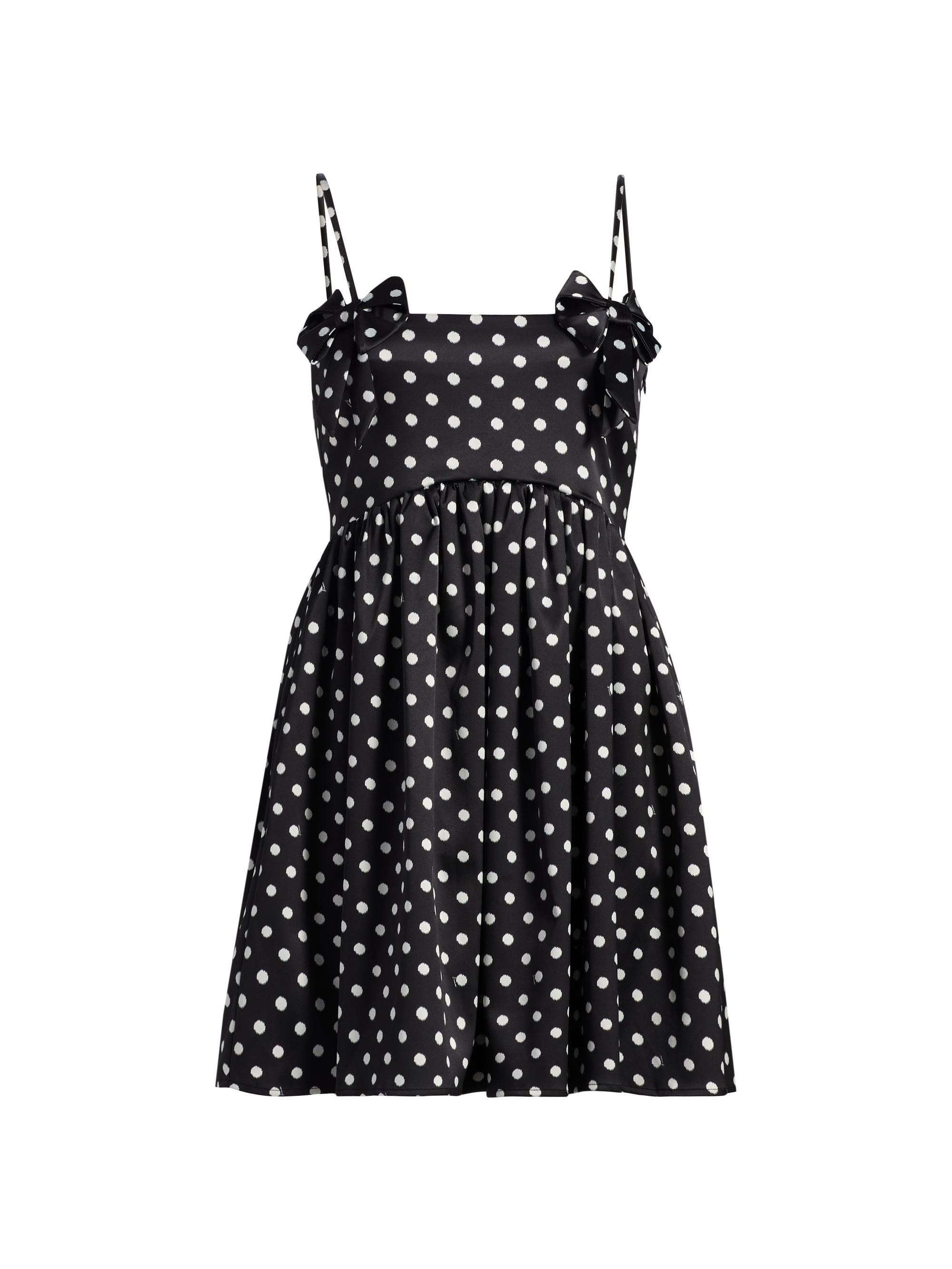 Ganni Women's Printed Double Satin Fit & Flare Minidress - Black