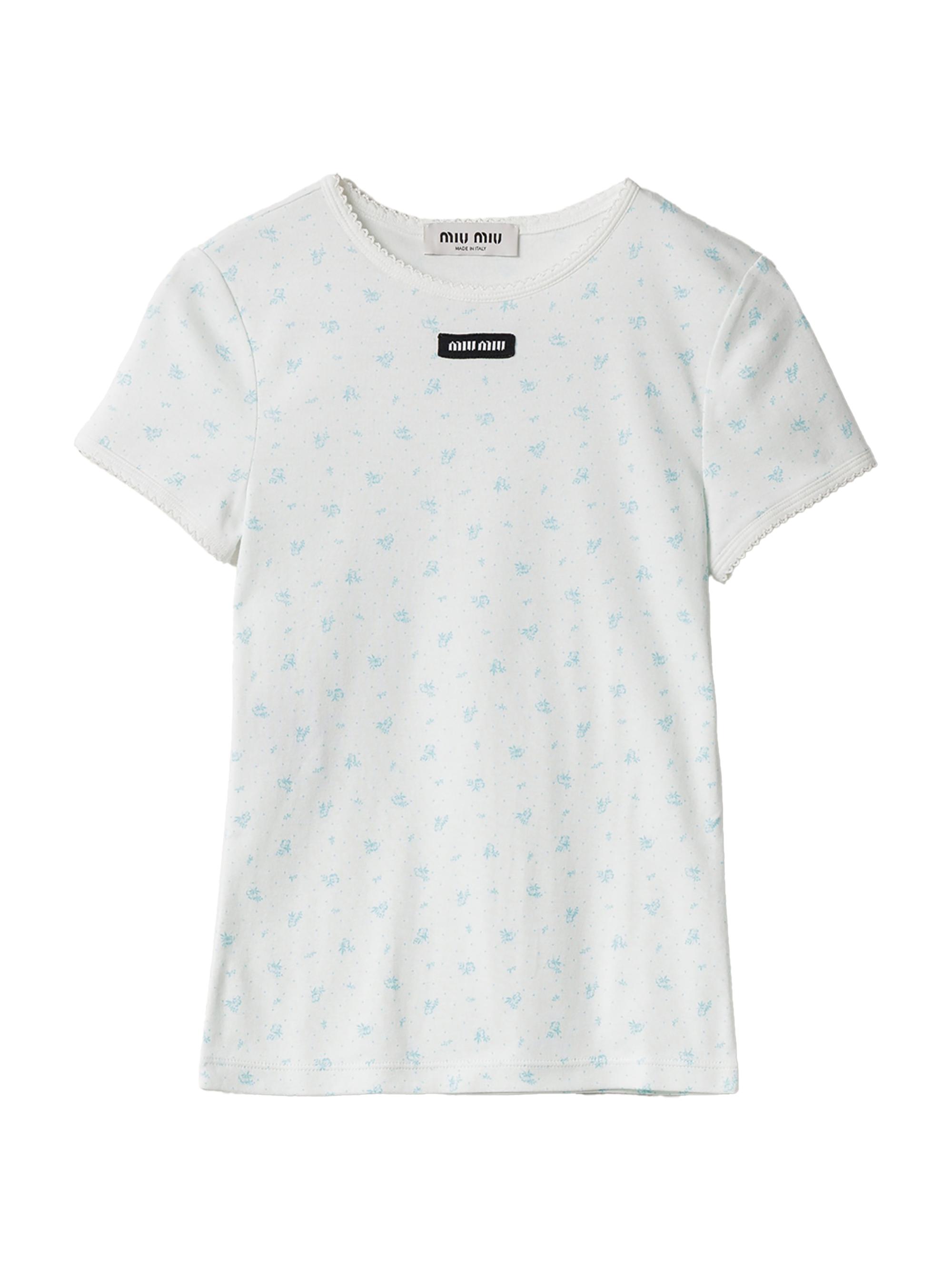 Miu Miu Women's Ribbed Jersey T-Shirt - White