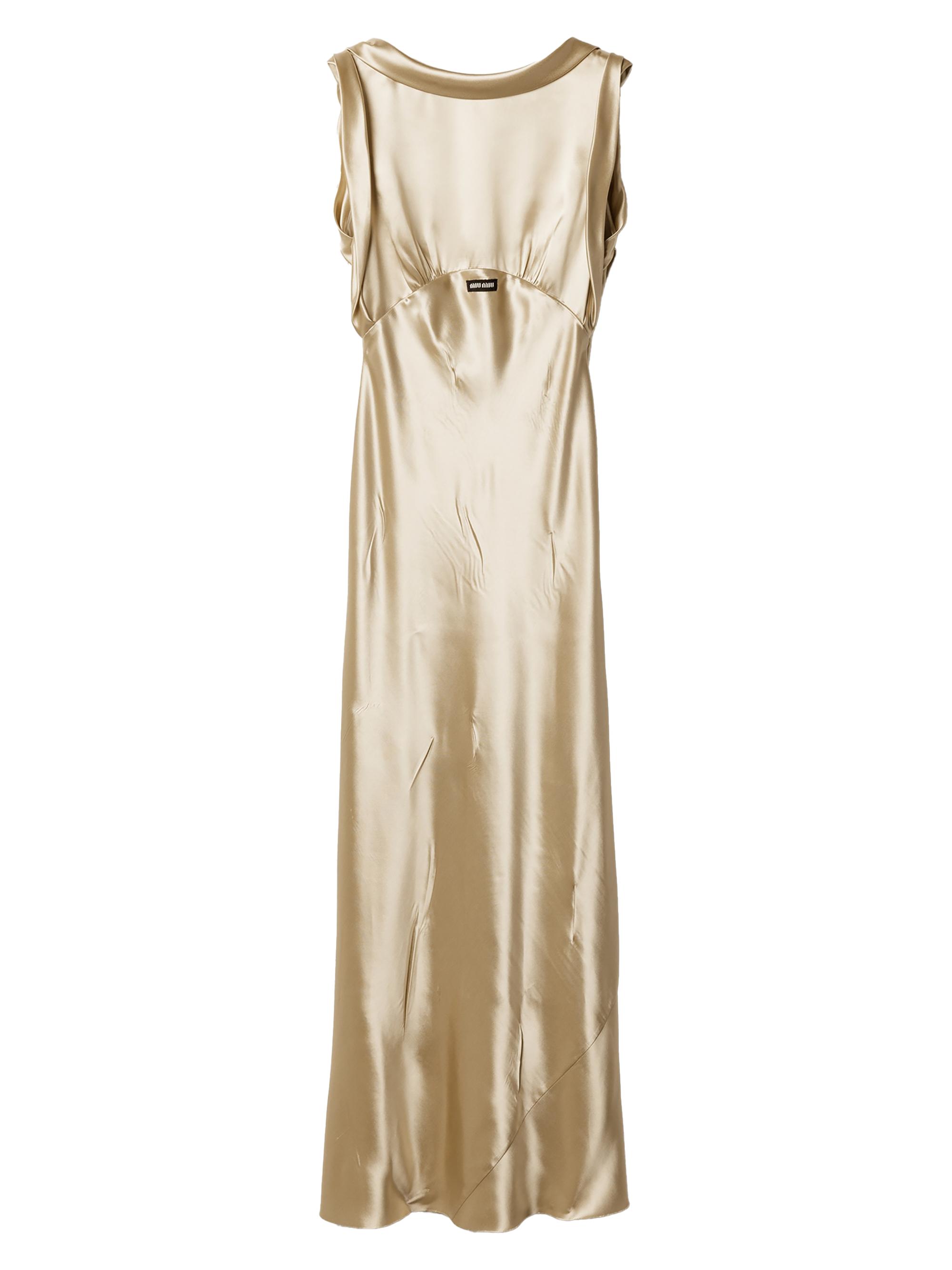 miu miu beige dress Miu Miu Panama Cotton Maxi Dress, Woman, Limestone, Size 42