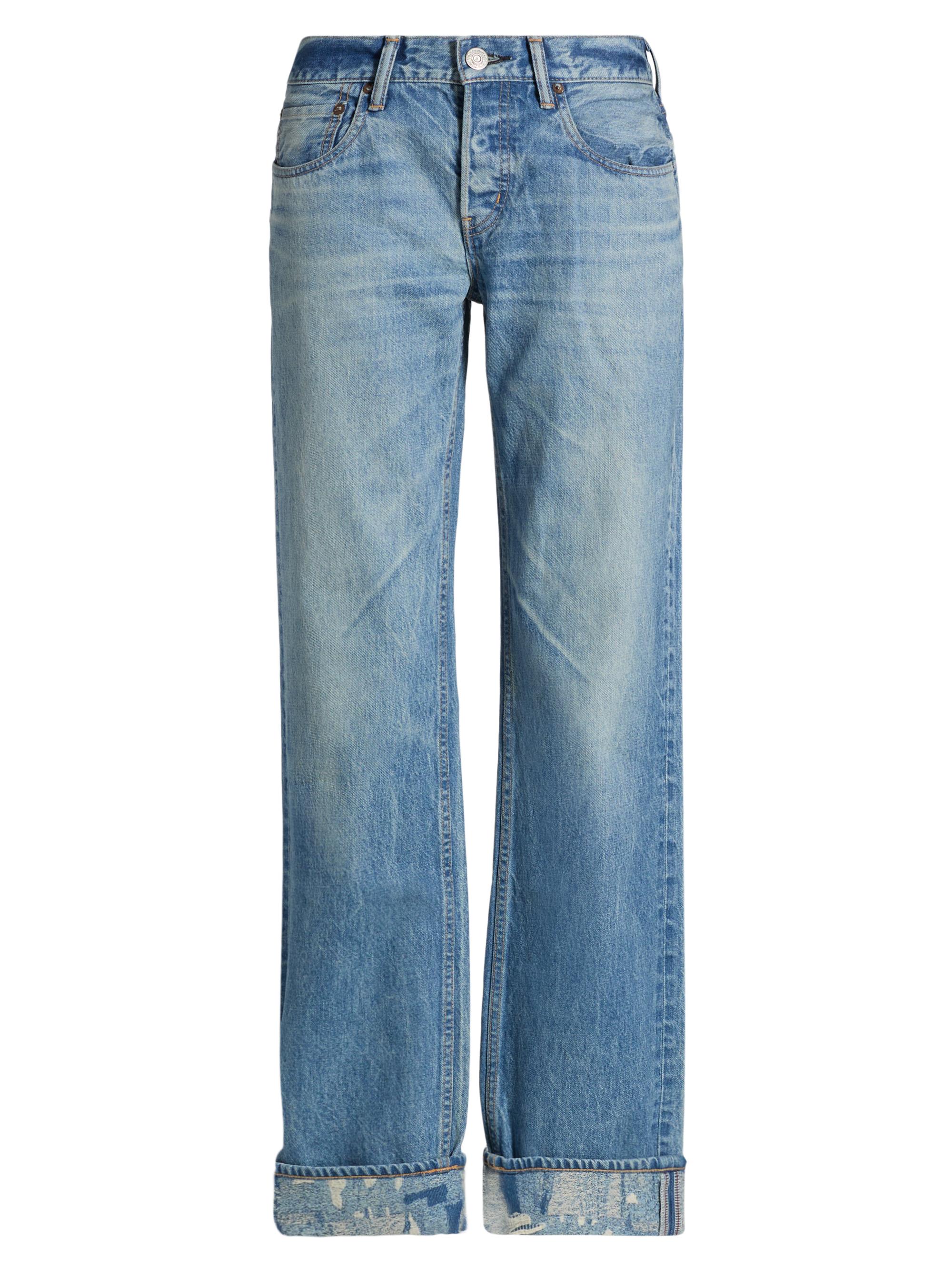 Moussy Vintage Women's Hopkinton Low-Rise Distressed Cuff Jeans - Blue