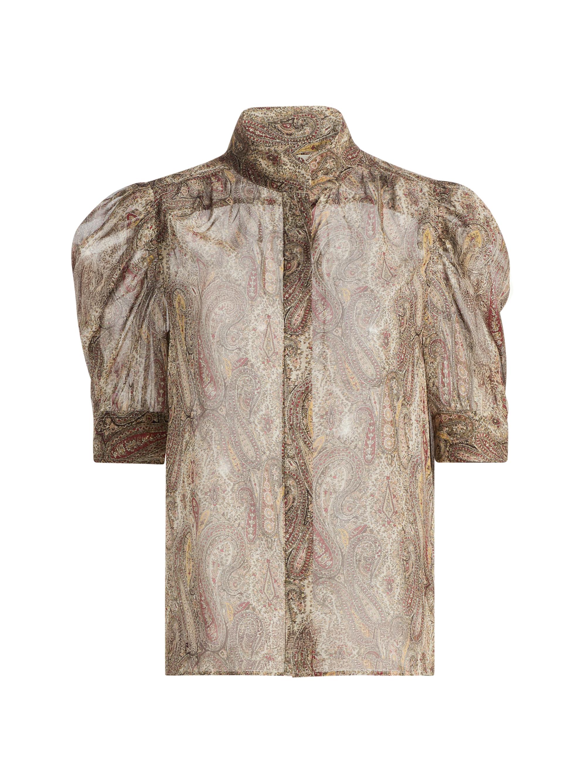 FRAME Women's The Gillian Paisley Silk Top - Ecru Multi