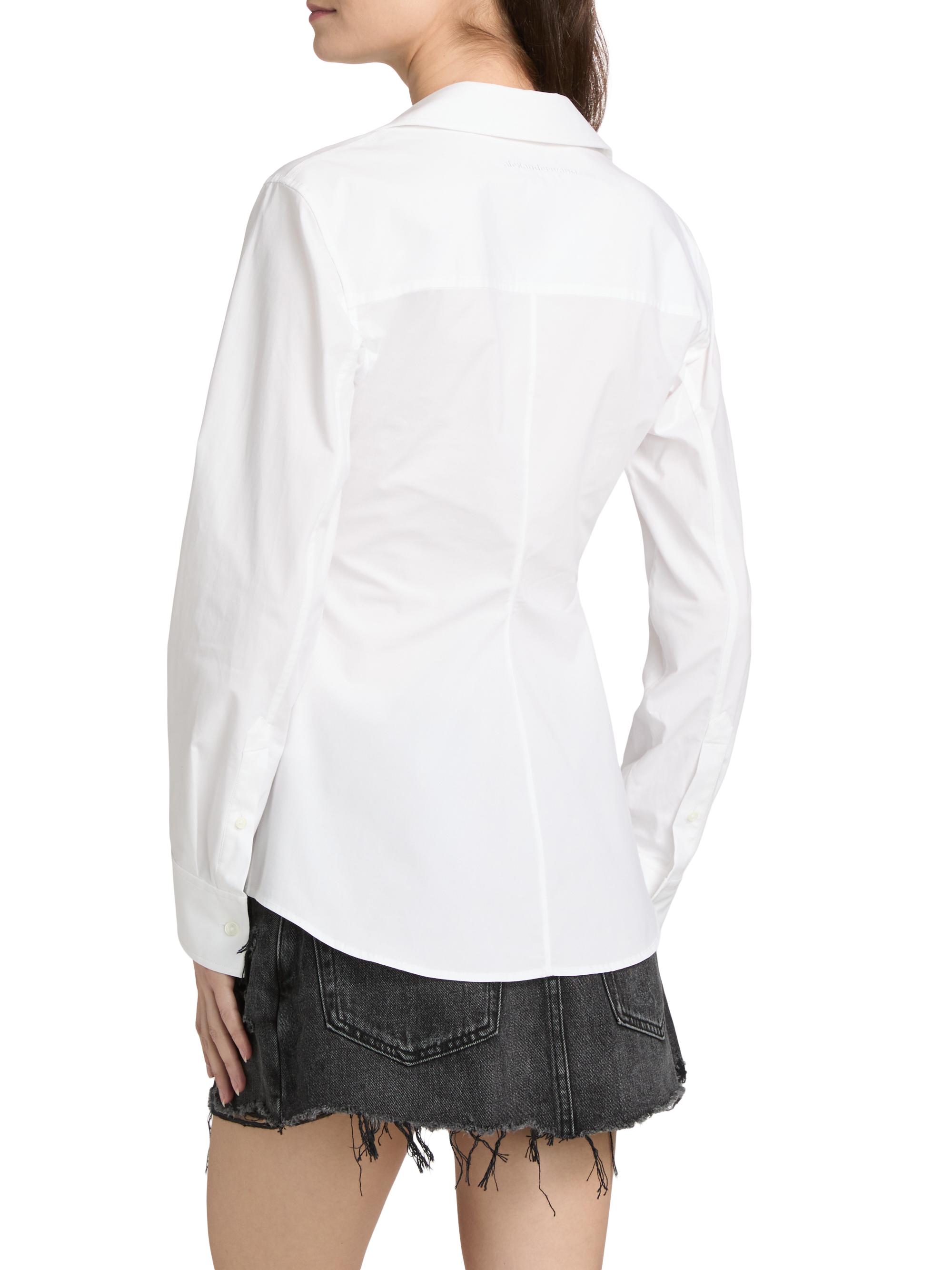Alexander Wang Gathered Zip-Front Stretch-Cotton Shirt | Saks