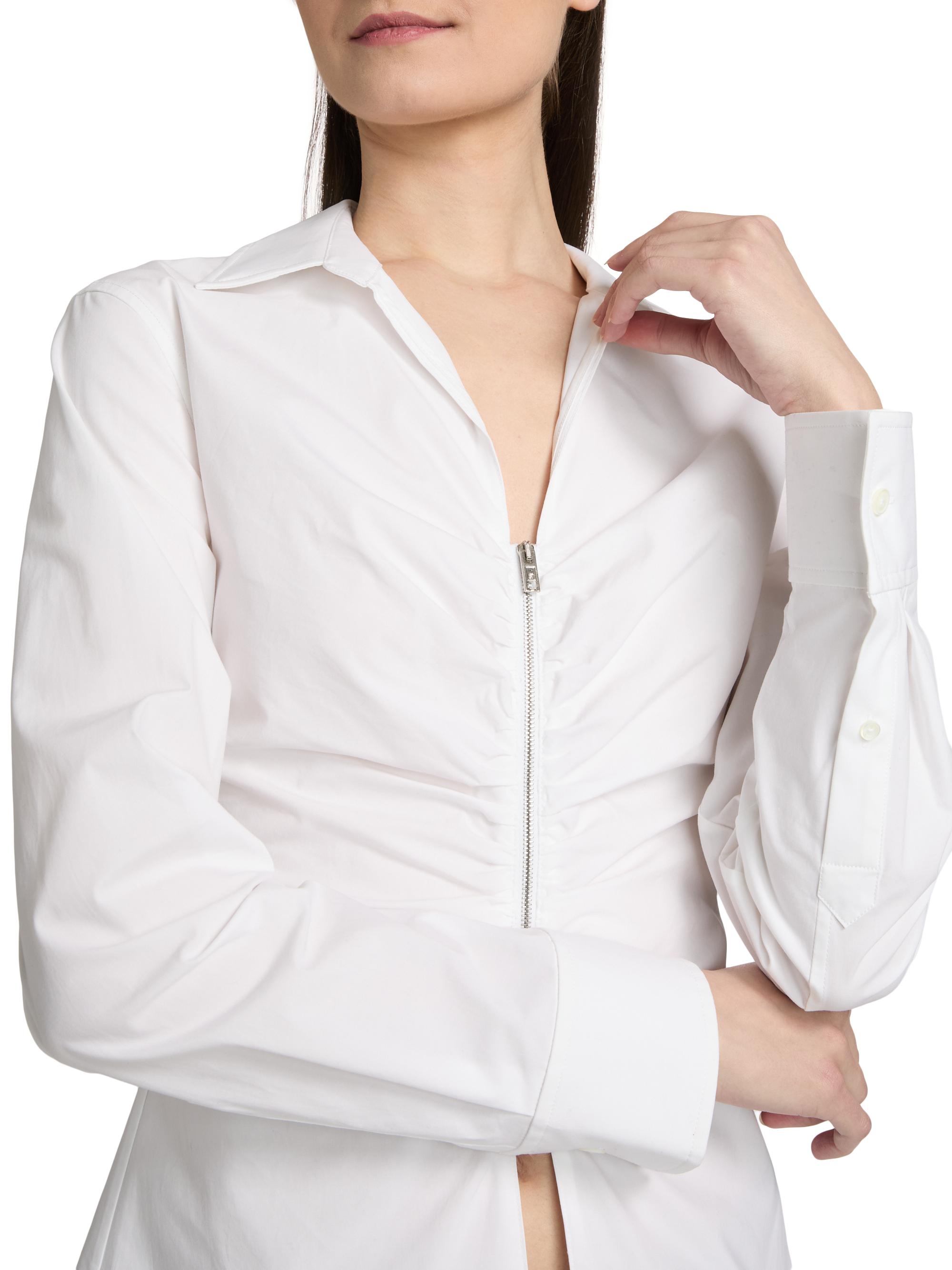 Alexander Wang Gathered Zip-Front Stretch-Cotton Shirt | Saks