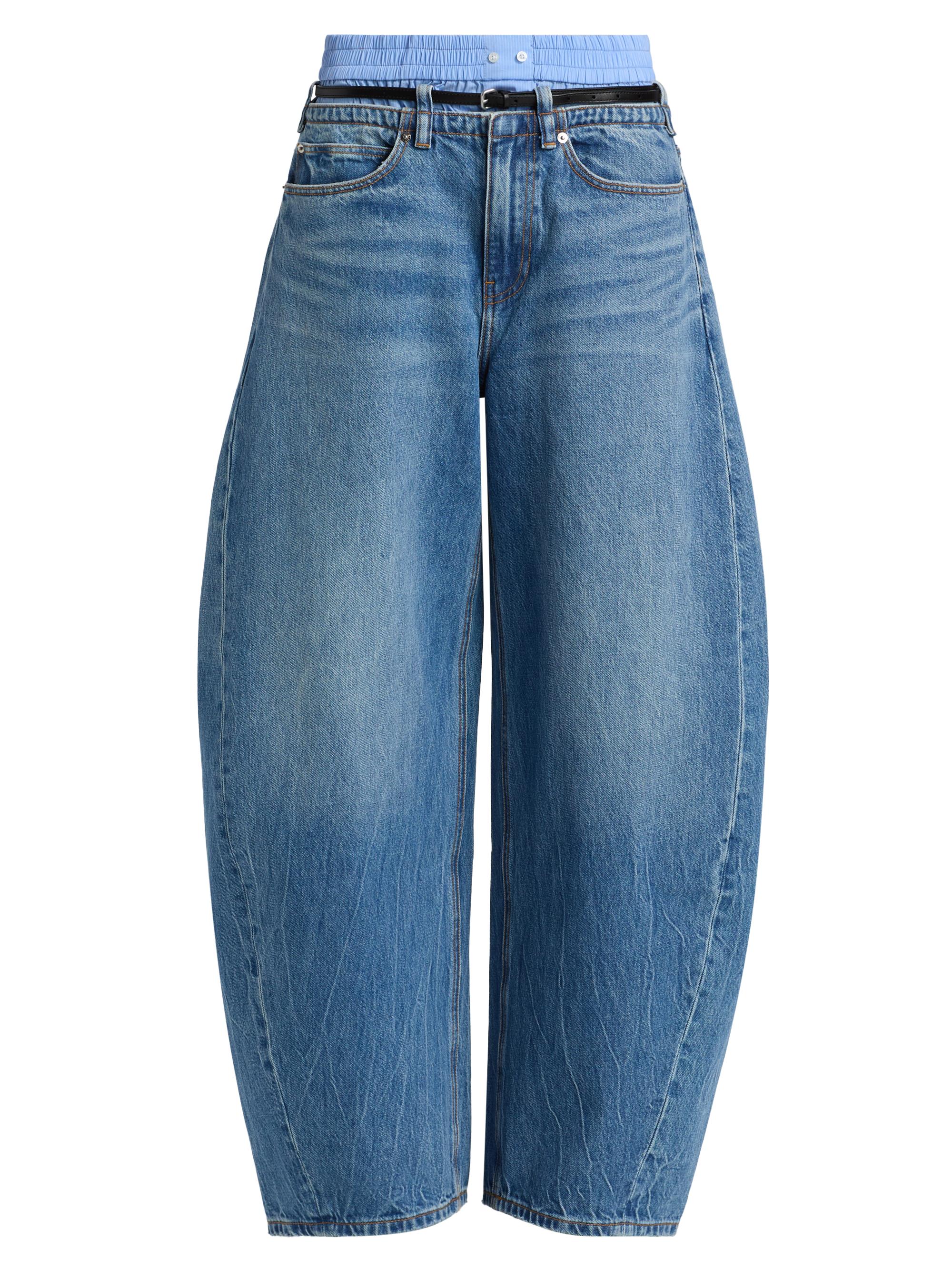 Alexander Wang Women's Pre-Styled Mid-Rise Oversized Barrel-Leg Jeans - Vintage Marbled Blue