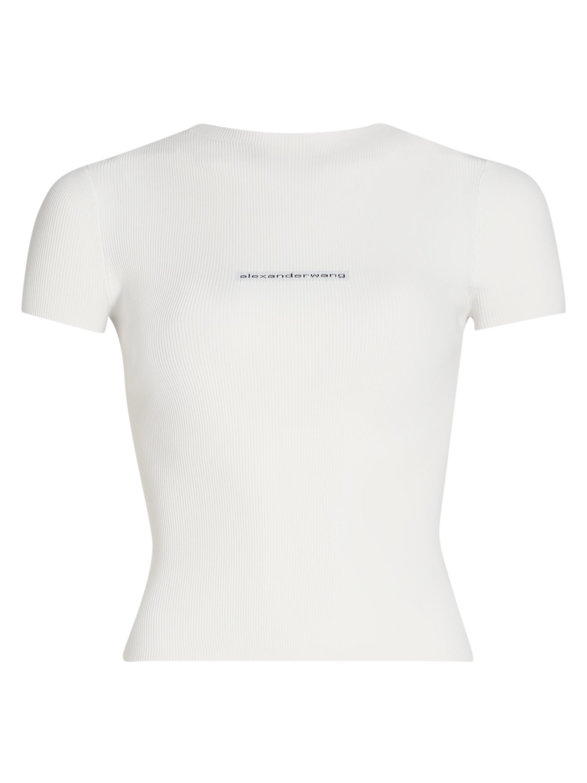 Alexander Wang Women's Logo Crewneck Rib-Knit T-Shirt - White