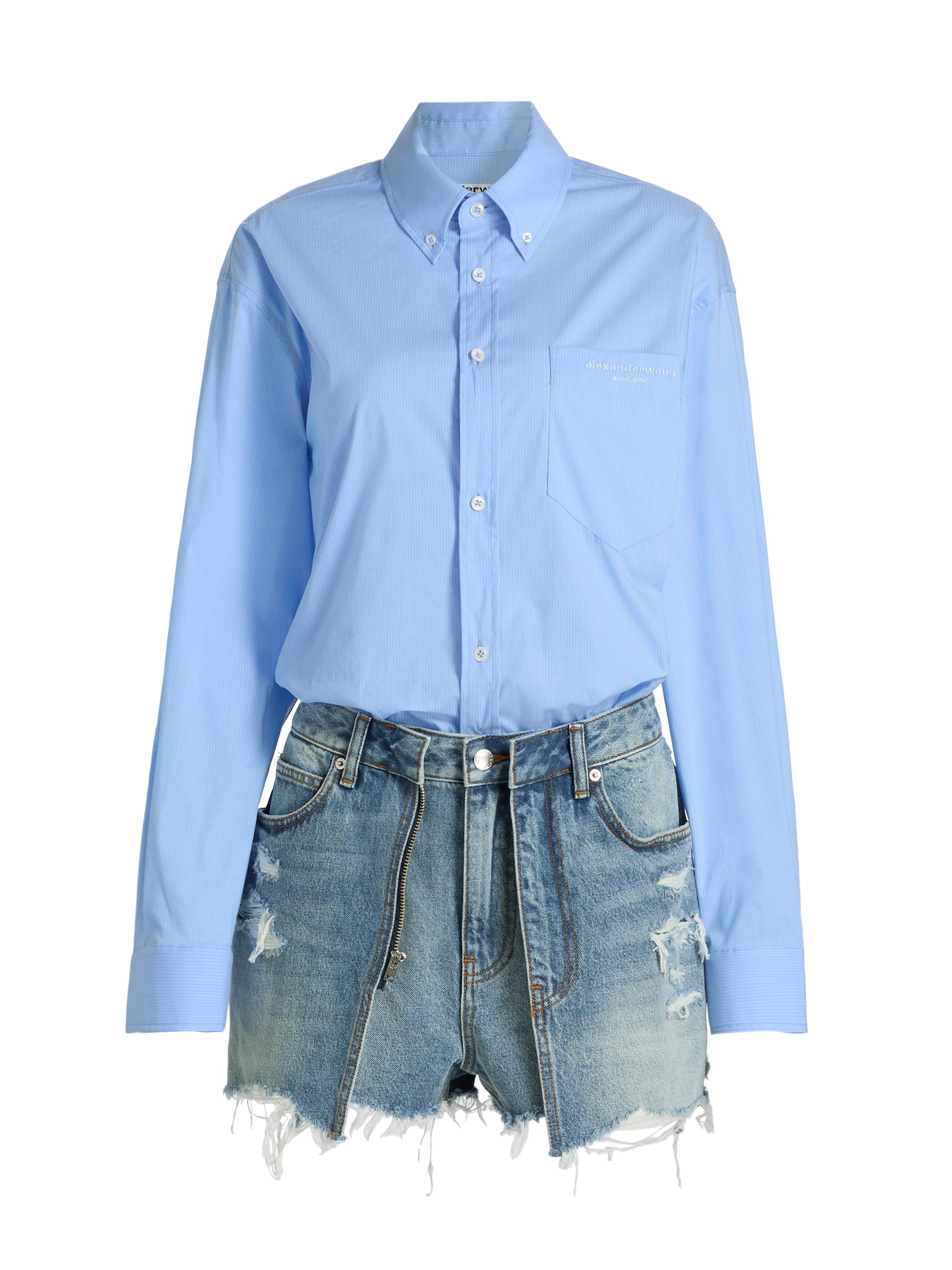 Alexander Wang Women's Pre-Styled Button-Front Skort Romper - Authentic Light Indigo