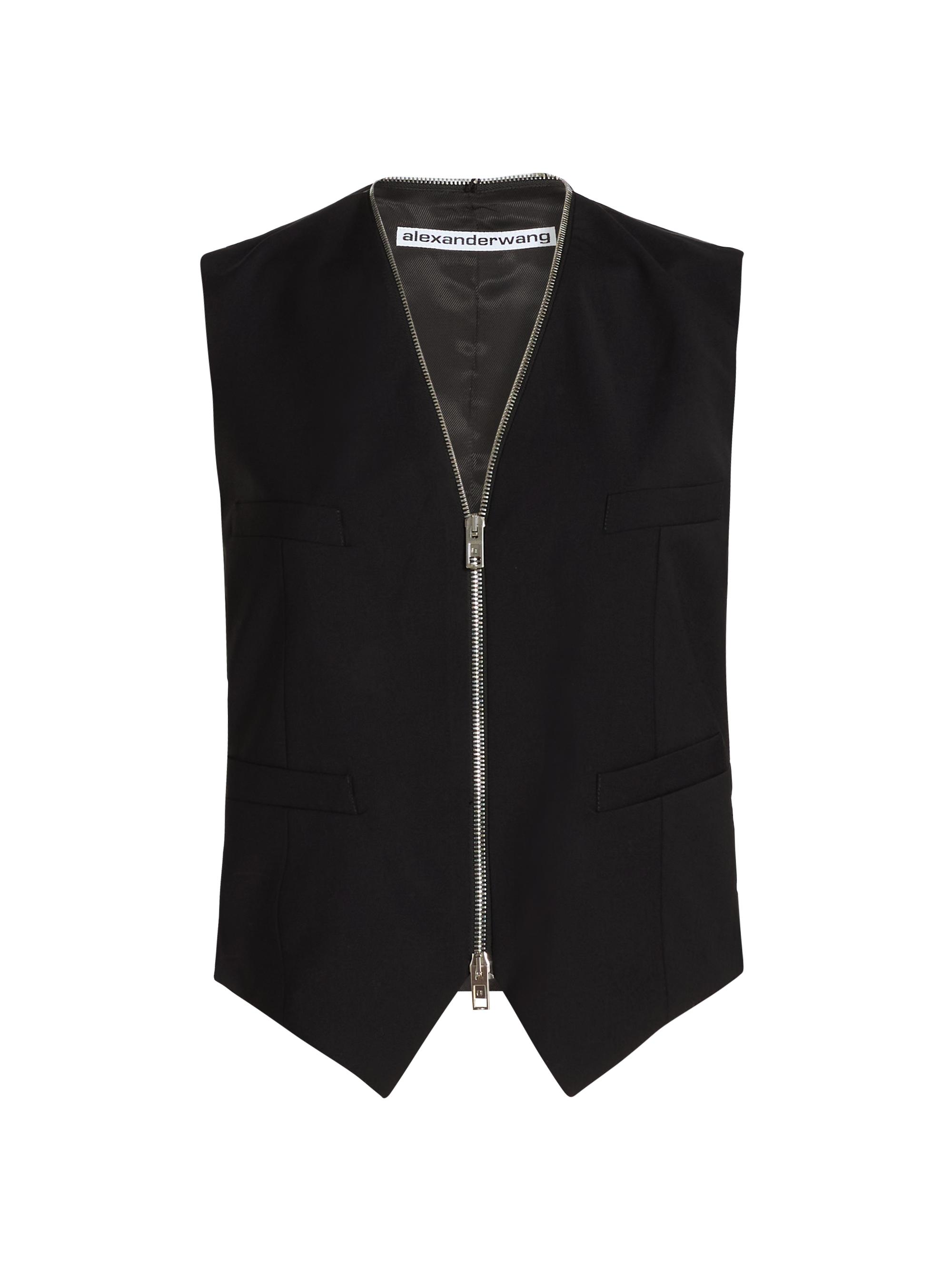 Alexander Wang Women's Tailored Wool-Blend Zip Vest - Black