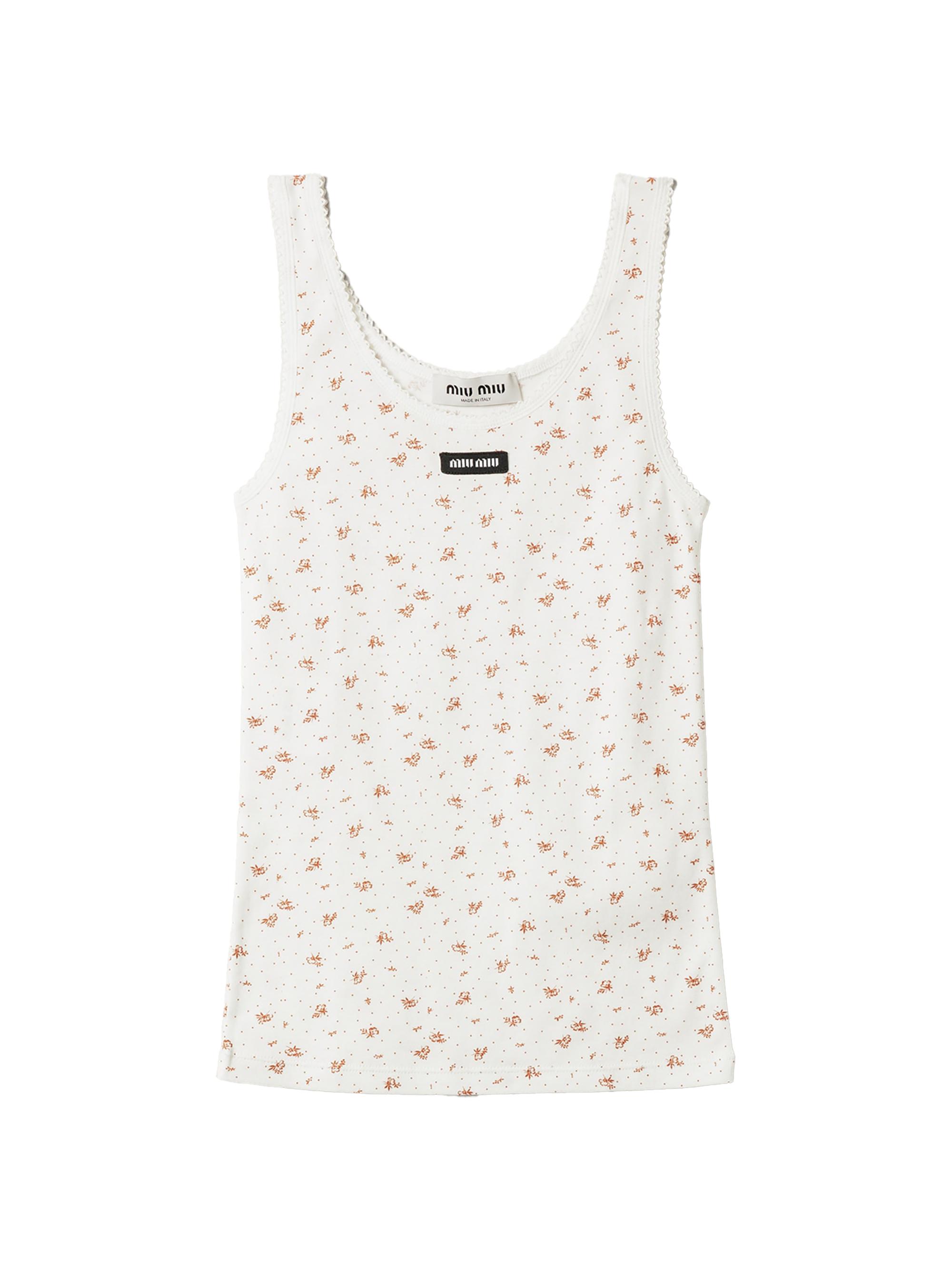 Miu Miu Women's Ribbed Jersey Tank Top - White Tobacco