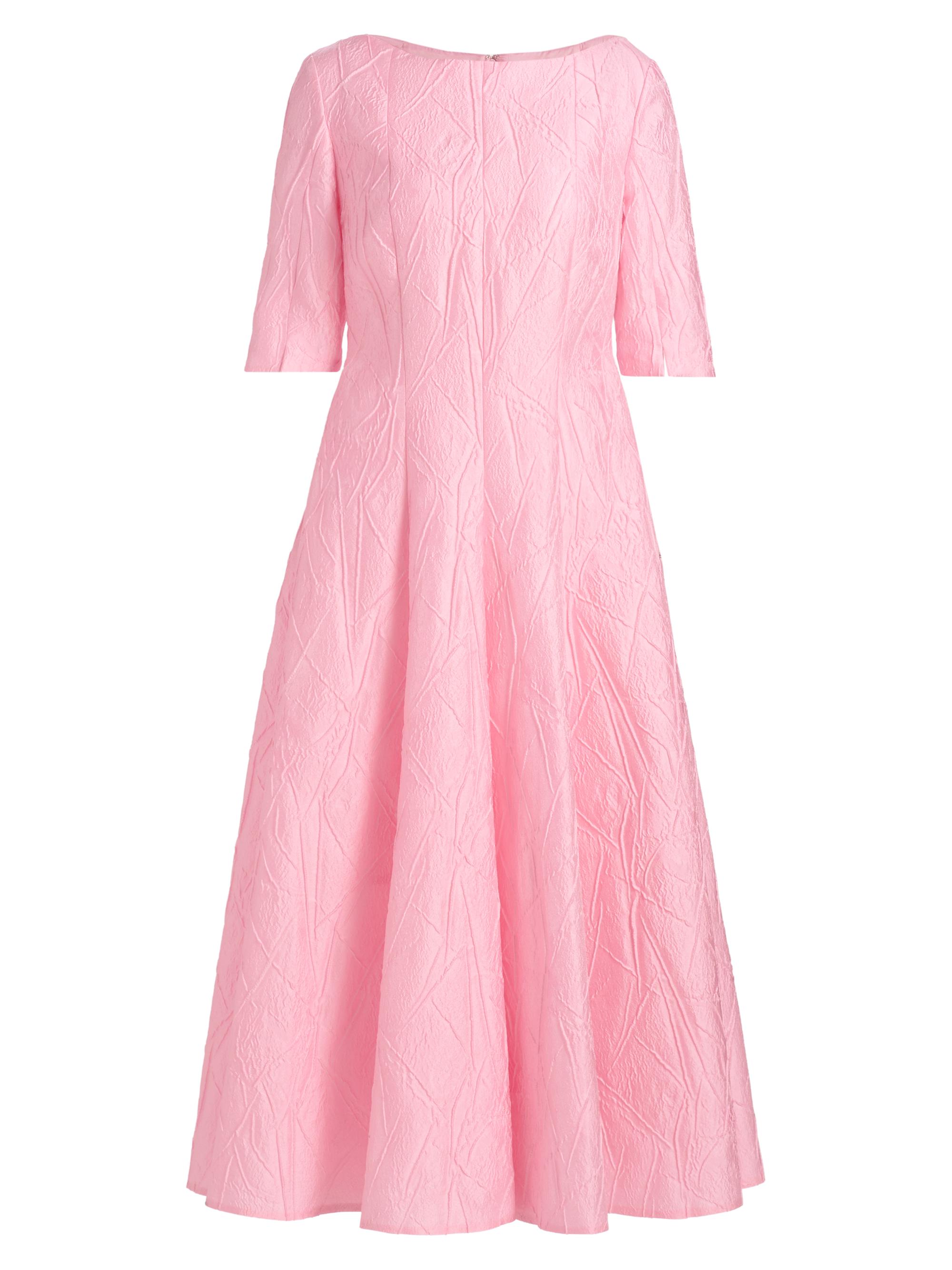 Talbot Runhof Women's Textured Jacqaurd Tea-Length Cocktail Dress - Rosa