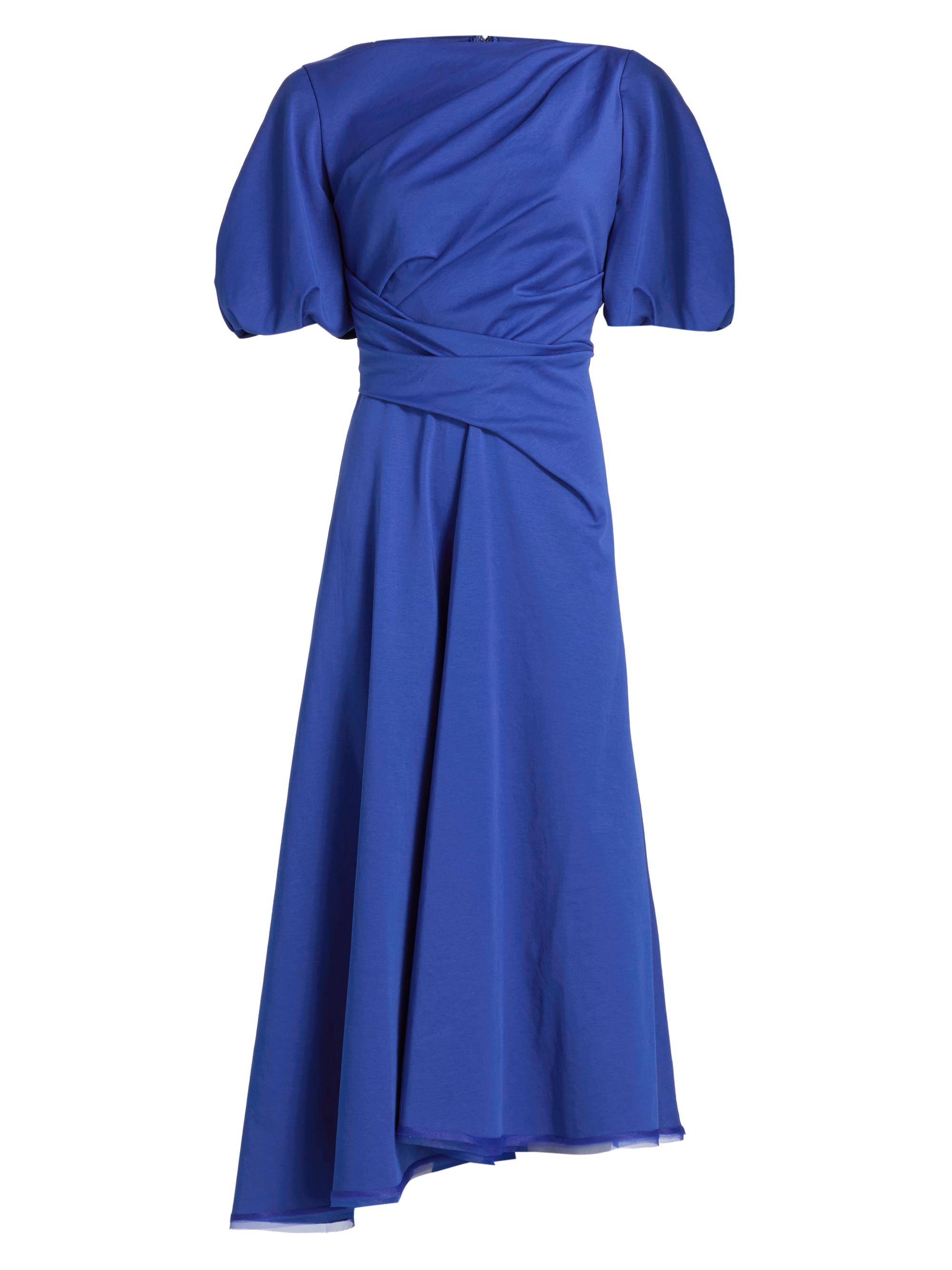 navy blue dress for baby girl Talbot Runhof - Turquoise Mikado Jacquard Gown main image 0