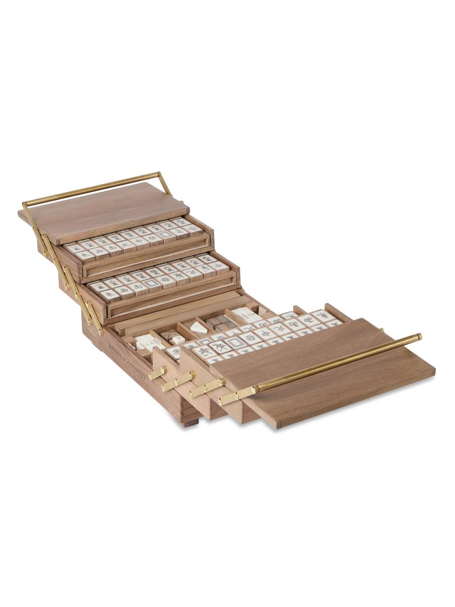 Brunello Cucinelli Walnut Wood, Krion® and Brass Mahjong Set