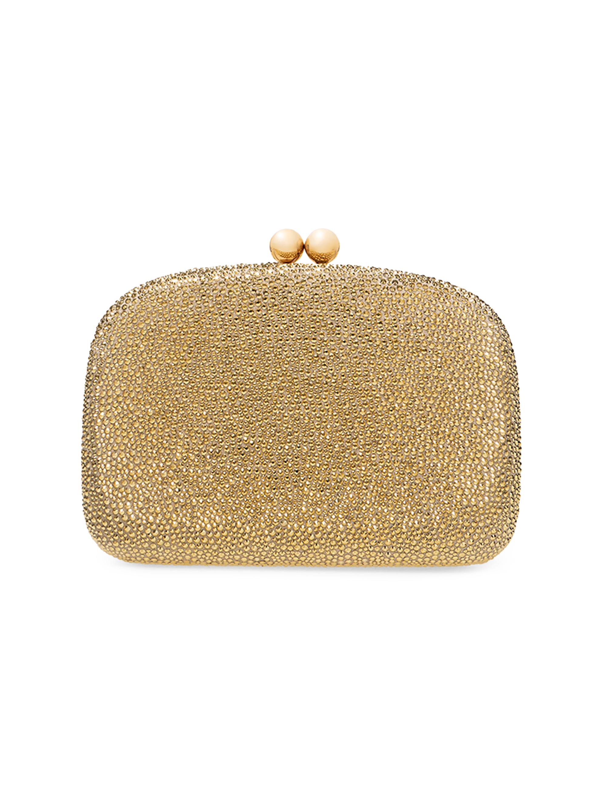 Carolina Herrera Women's Vega Crystal-Embellished Suede Clutch - Gold