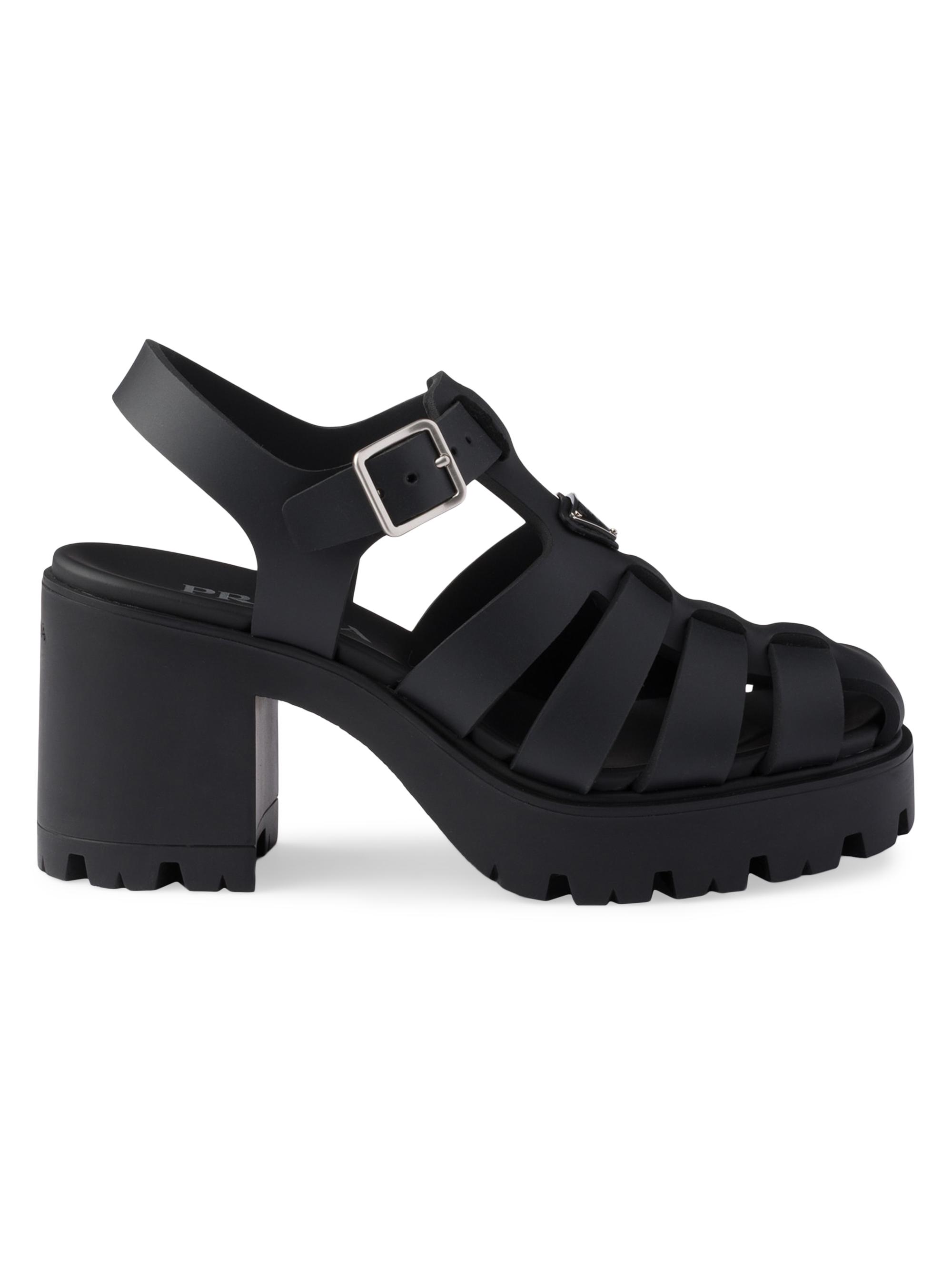 Prada Women's Rubber Platform Sandals - Black