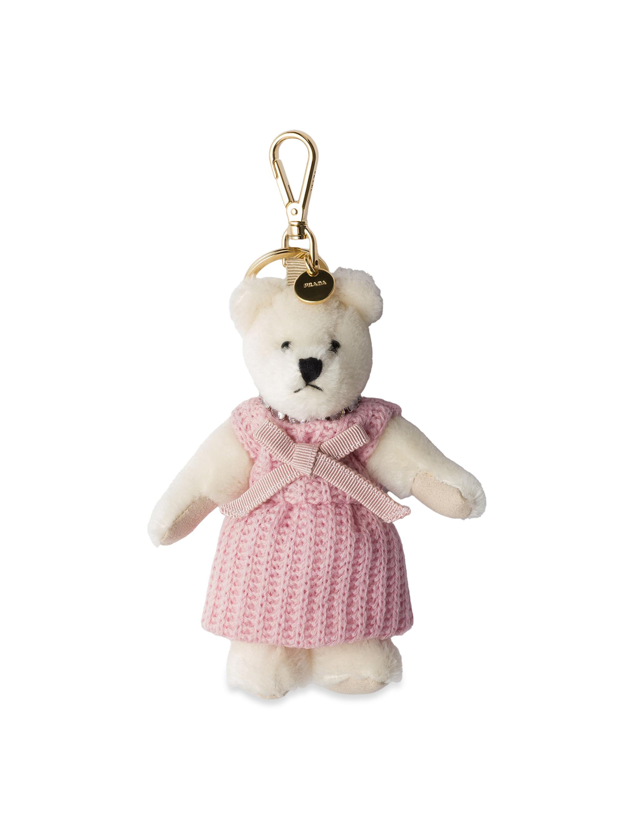 Prada Women's Teddy Bear Keychain Charm - White