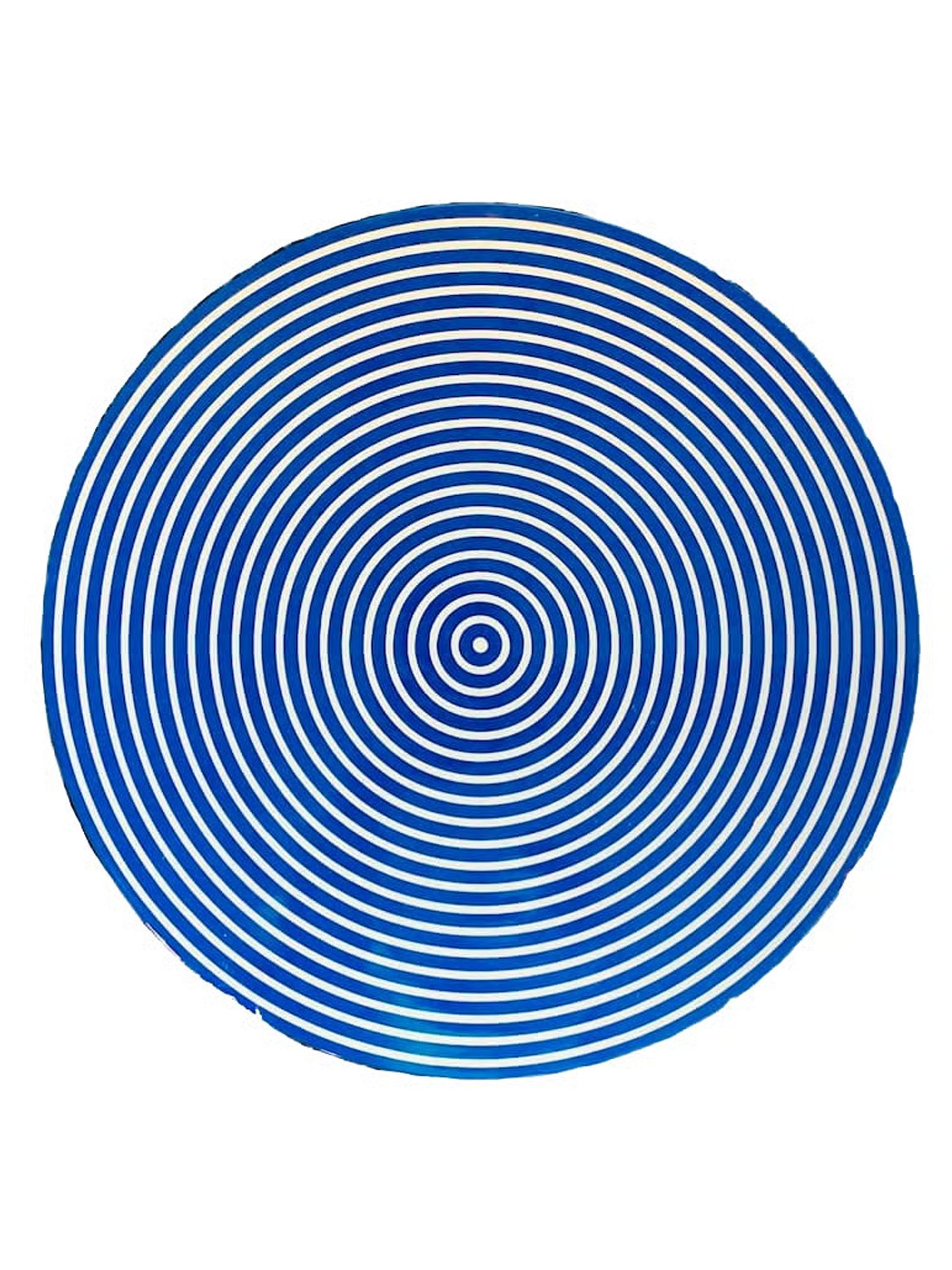 Von Gern Home Round Lacquer Stripe Placemats Set of 2 - Navy White