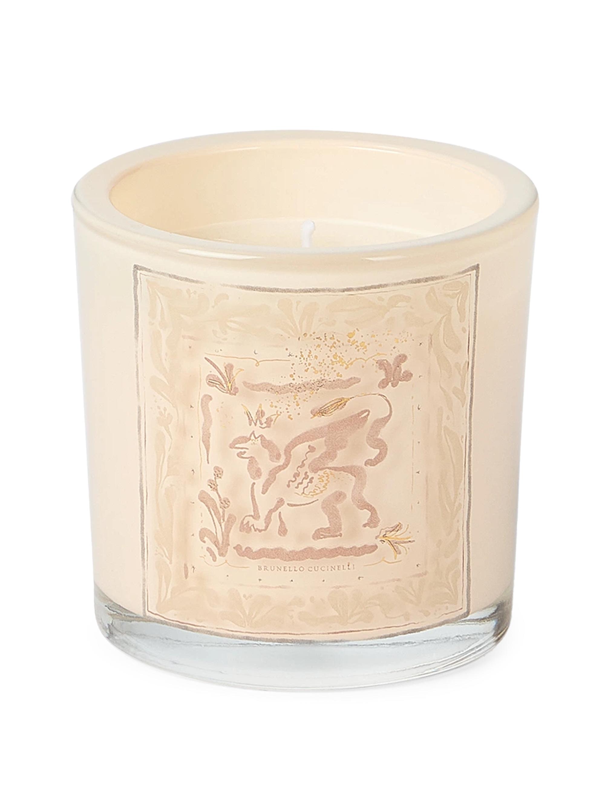Brunello Cucinelli Candle in Glass Holder with Griffin Design - Milk