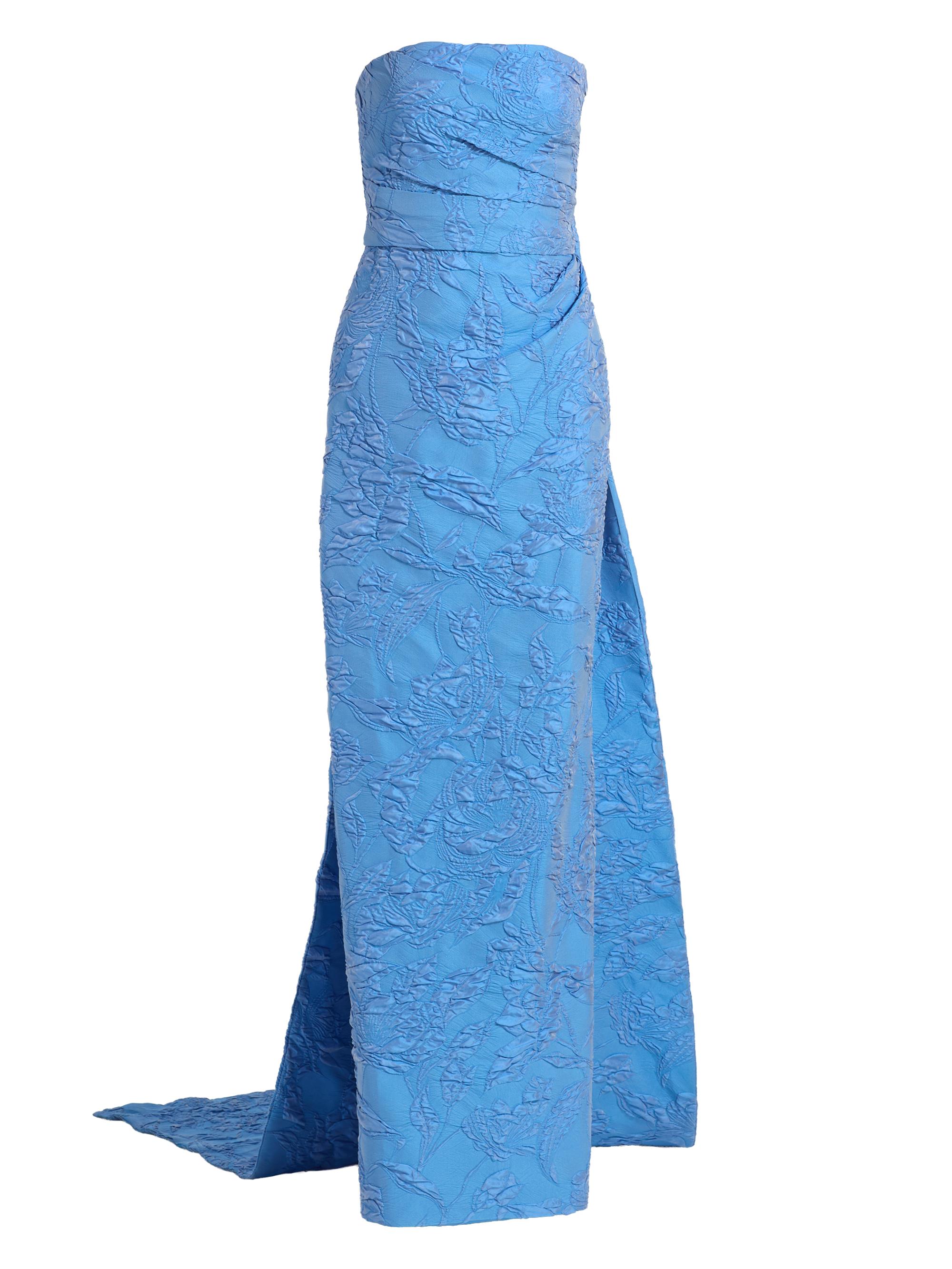 Monique Lhuillier Women's Floral Jacquard Strapless Column Gown - Lake