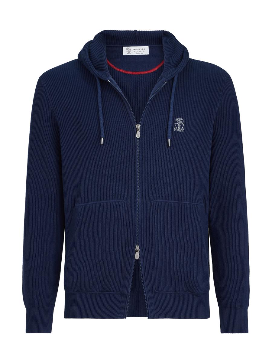 Brunello Cucinelli Cotton English Rib Knit Hooded Sweatshirt with