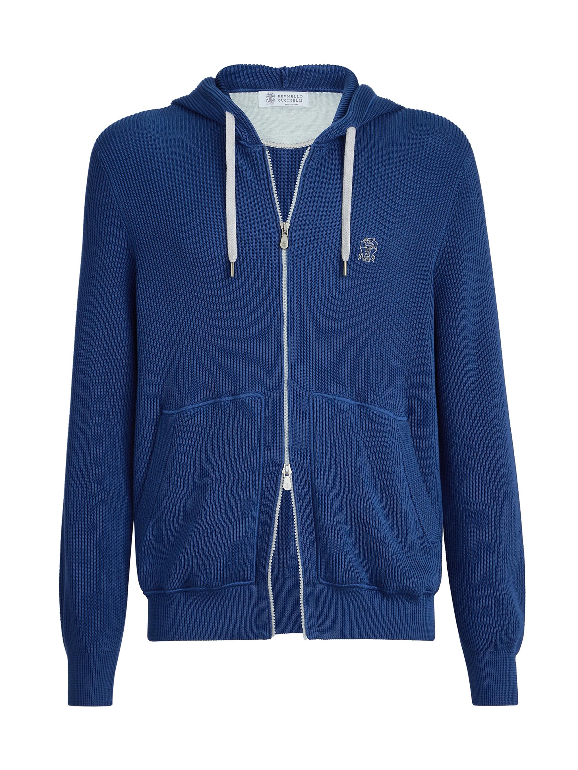 Brunello Cucinelli Cotton English Rib Knit Hooded Sweatshirt with