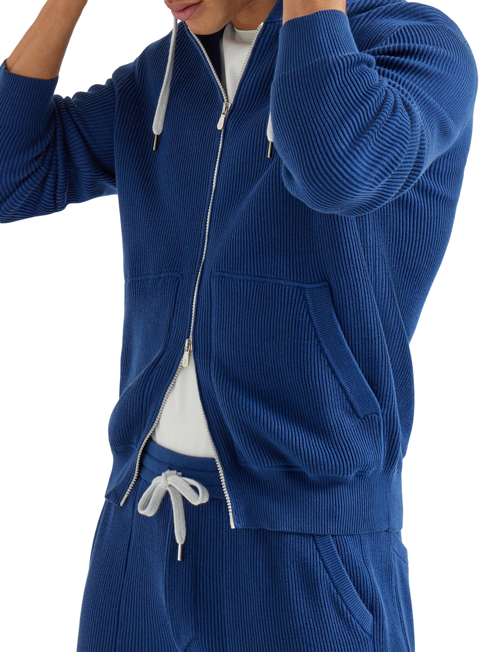 Brunello Cucinelli Cotton English Rib Knit Hooded Sweatshirt with