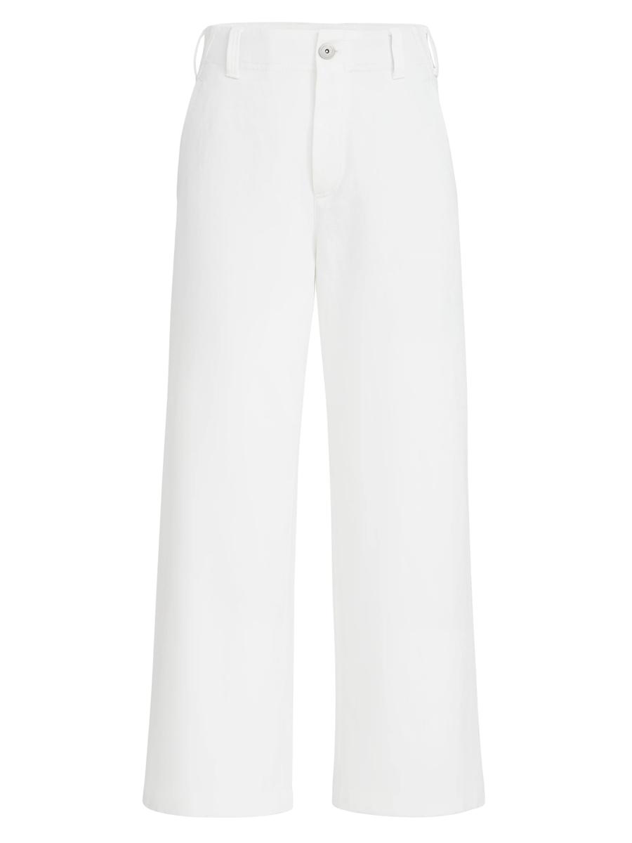 Brunello Cucinelli Women's Cotton And Linen Gabardine Cropped Chino Trousers In White