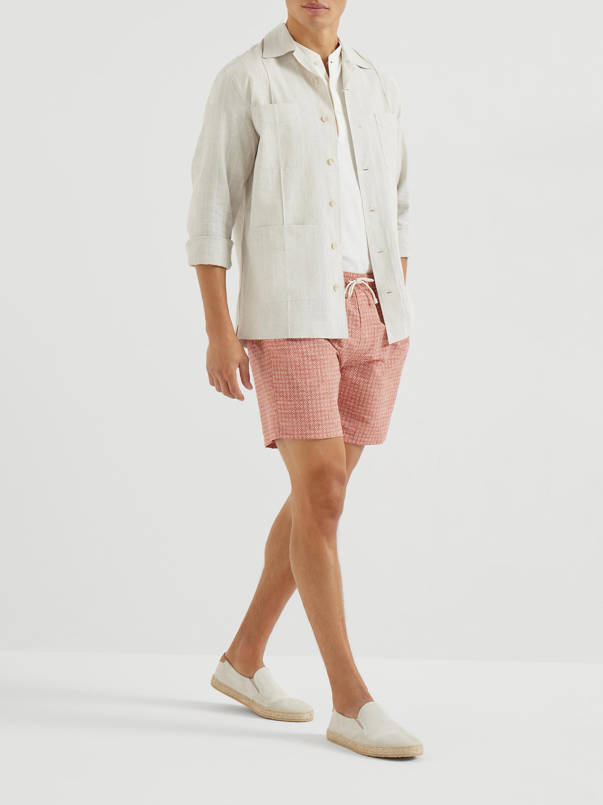 Brunello Cucinelli Cotton and Linen Jacquard Stripe Easy Fit