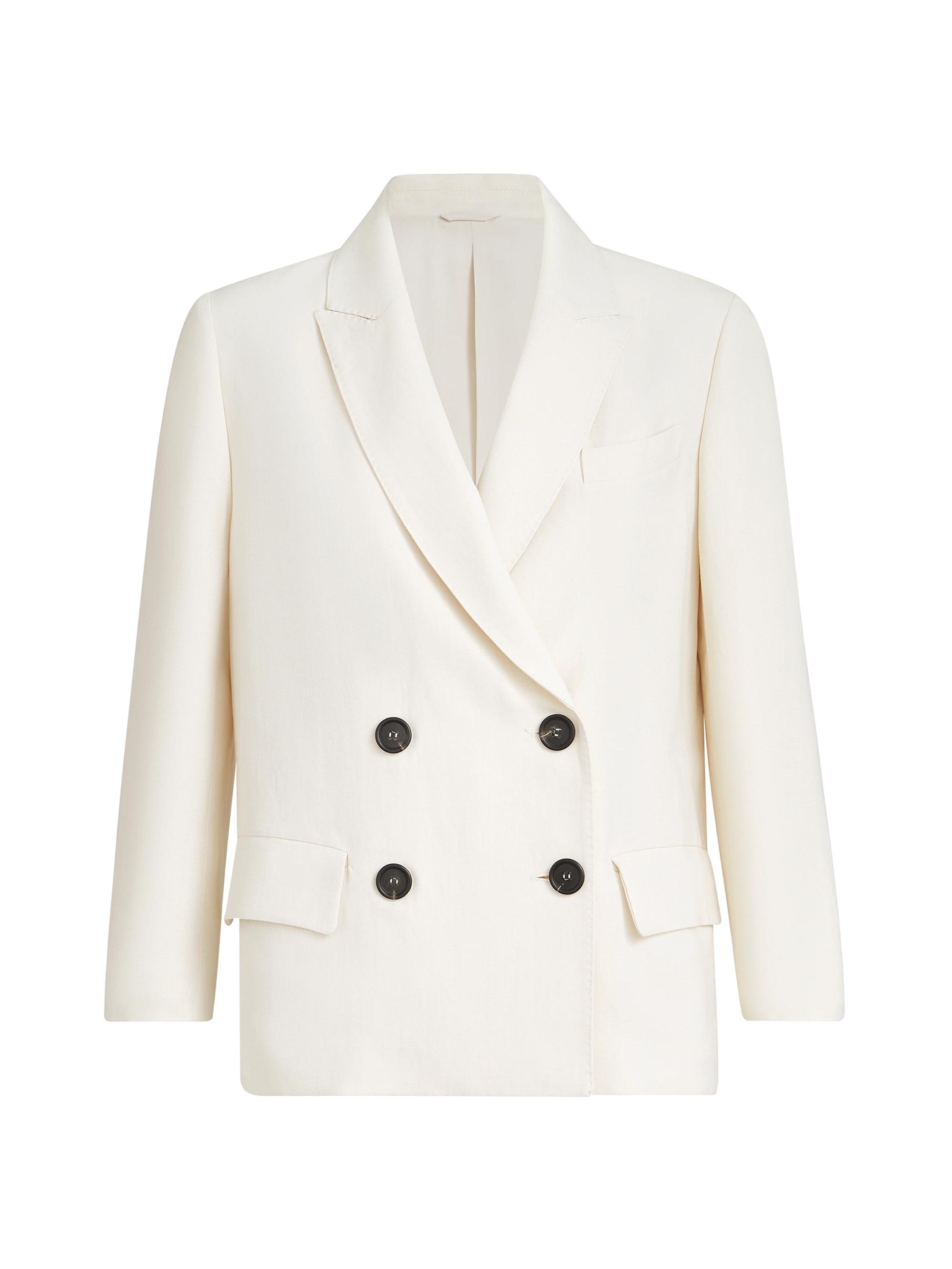 Brunello Cucinelli Women's Viscose and Linen Fluid Twill Blazer with Monili -