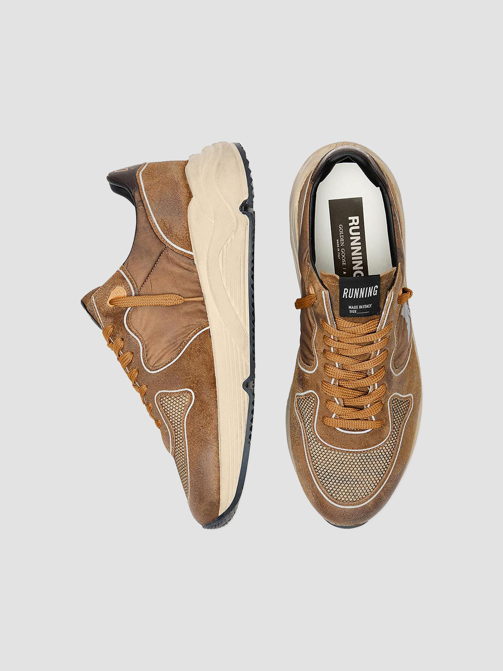 Golden Goose Men's Running Sole Suede & Mesh Low-Top Sneakers - Burnt Brown | Thumbnail 3