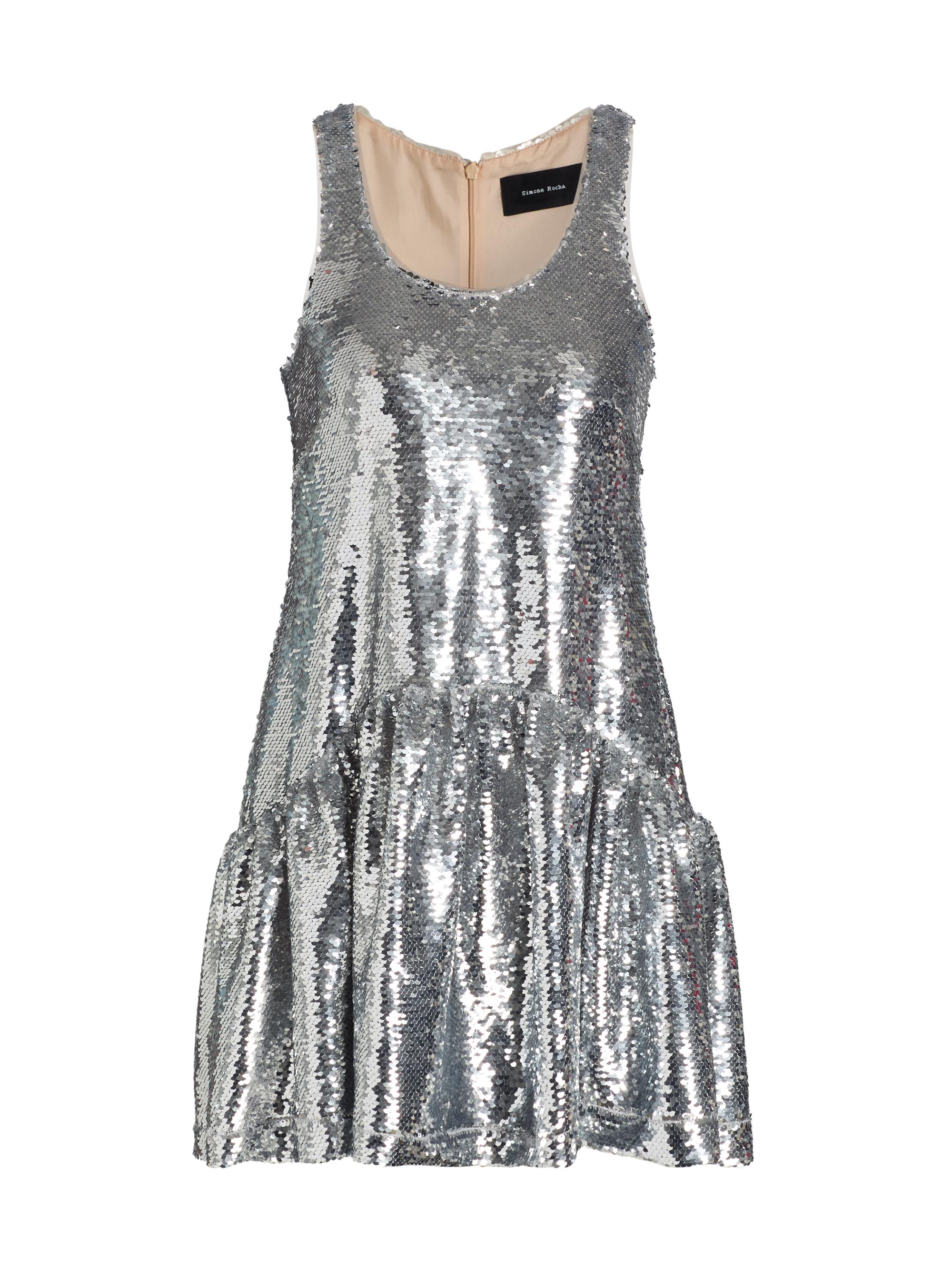 Simone Rocha Women's Sequined Drop Waist Sleeveless Minidress - Silver