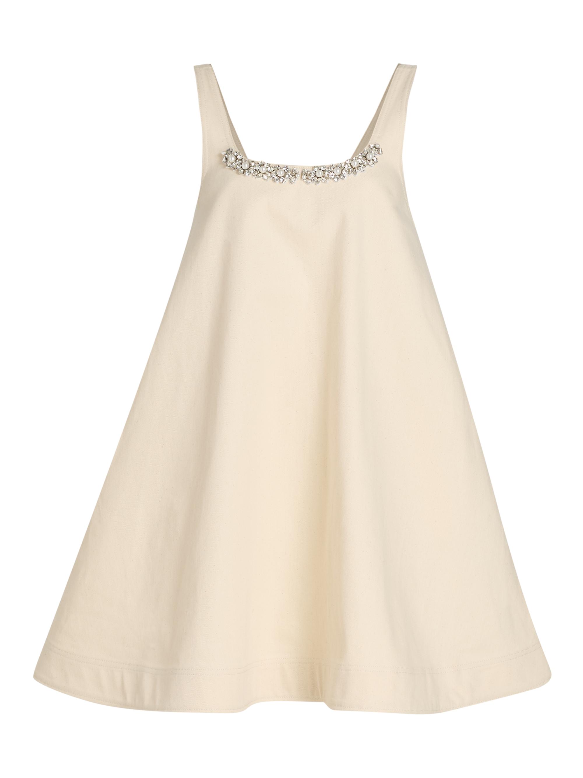 Simone Rocha Women's Embellished Cotton Sleeveless A-Line Minidress - Ecru Pearl Clear