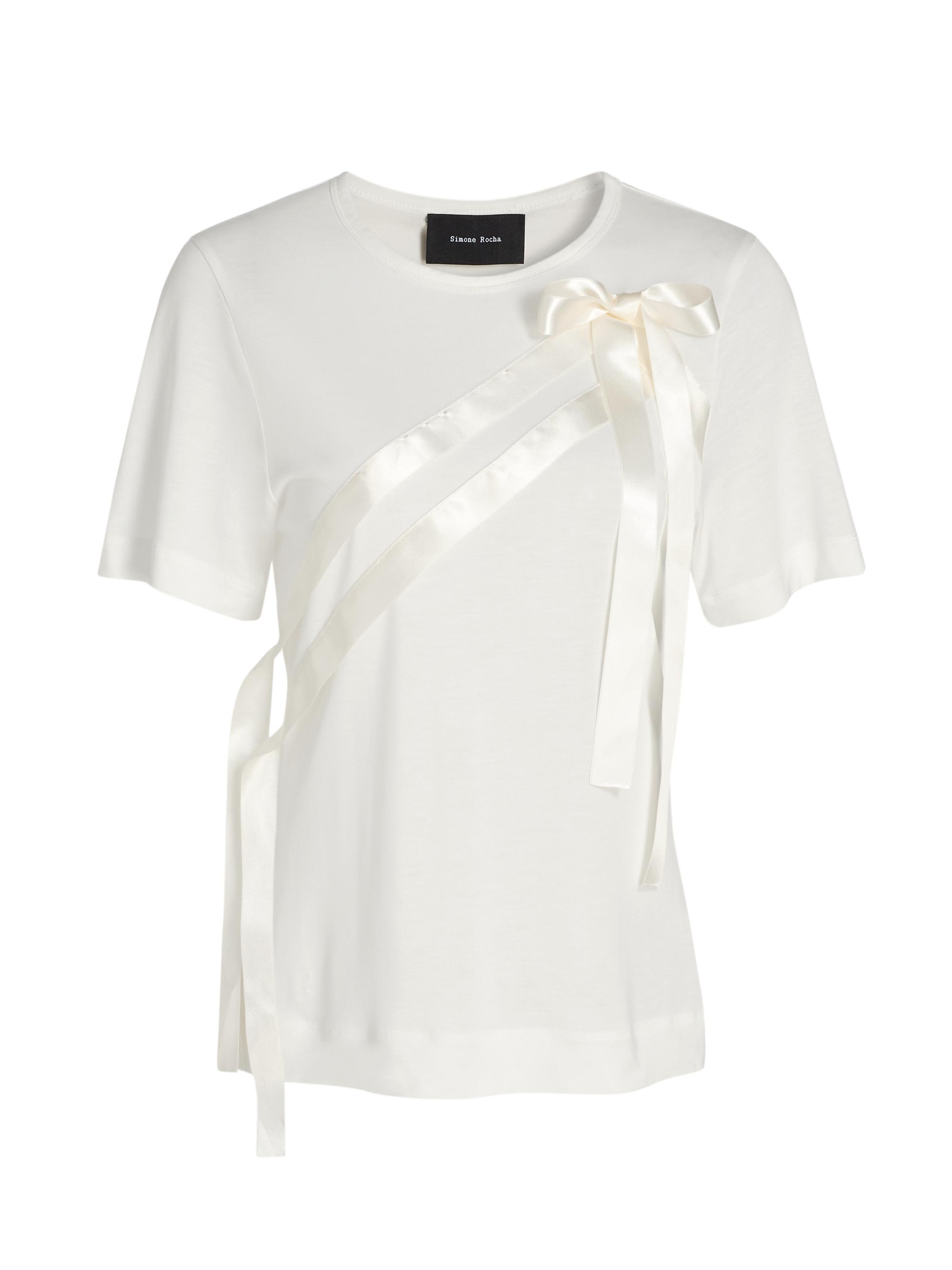 Simone Rocha Women's Satin Bow Sash Jersey T-Shirt -