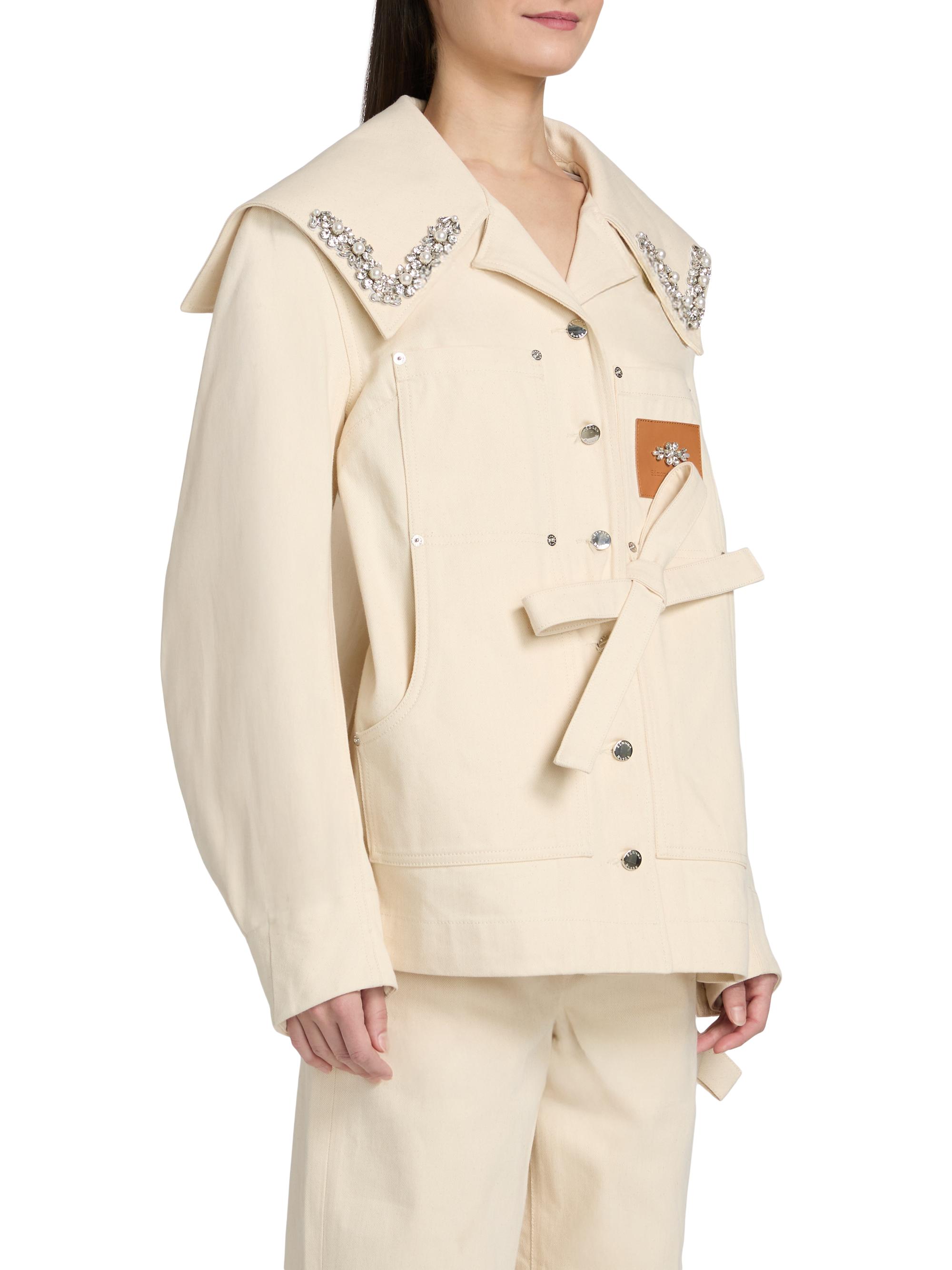 【Simone Rocha】 パール+ビジュー装飾 刺繍タフタ スモック トップ Simone Rocha Embellished Sailor Collar Bow Cotton Jacket | Saks