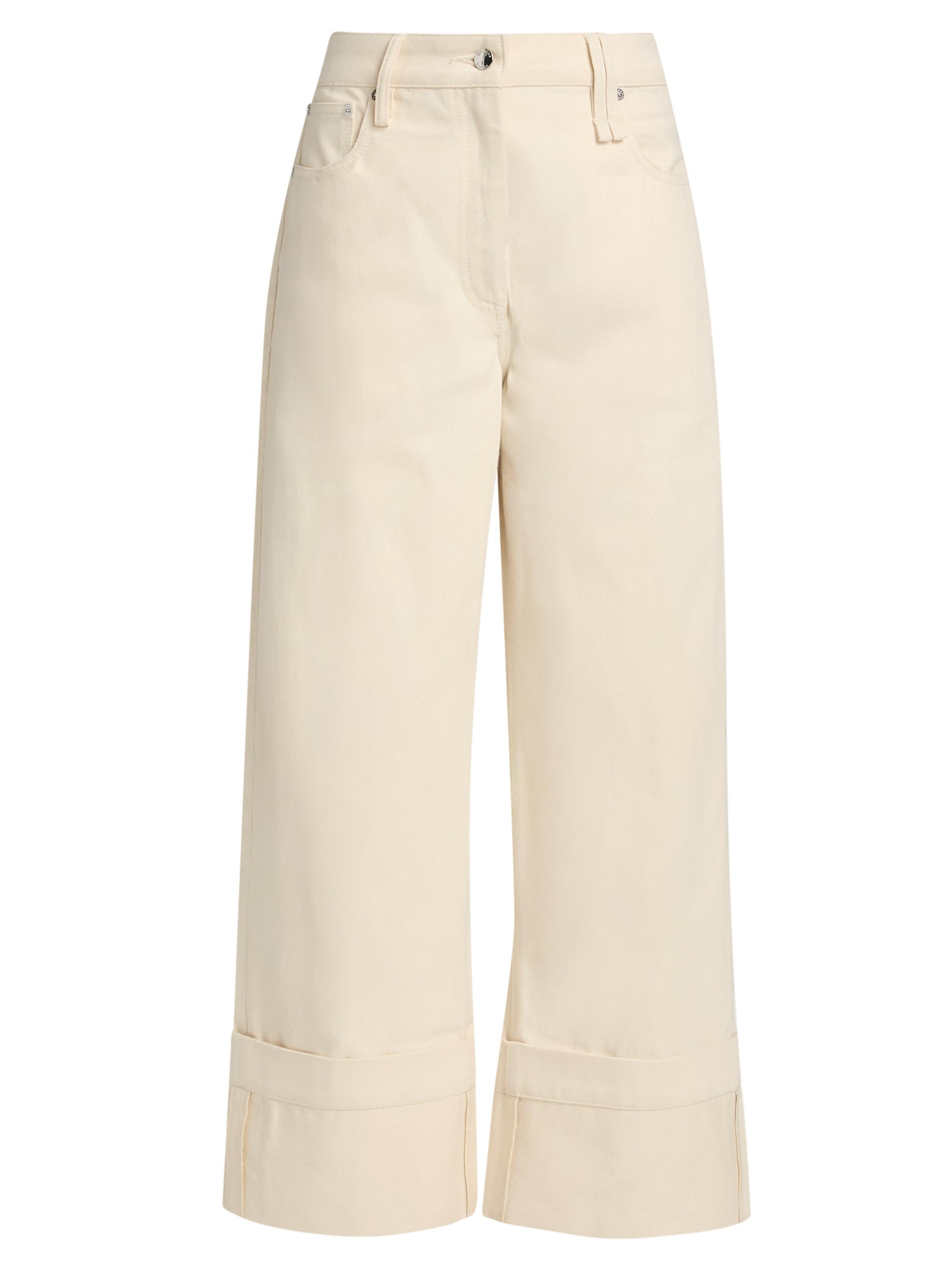 Simone Rocha Women's Cuffed Hem Cotton Straight-Leg Jeans - Ecru