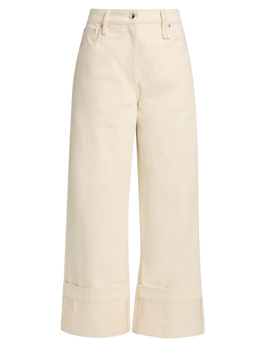 Simone Rocha Women's Cuffed Hem Cotton Straight-leg Jeans In Sand