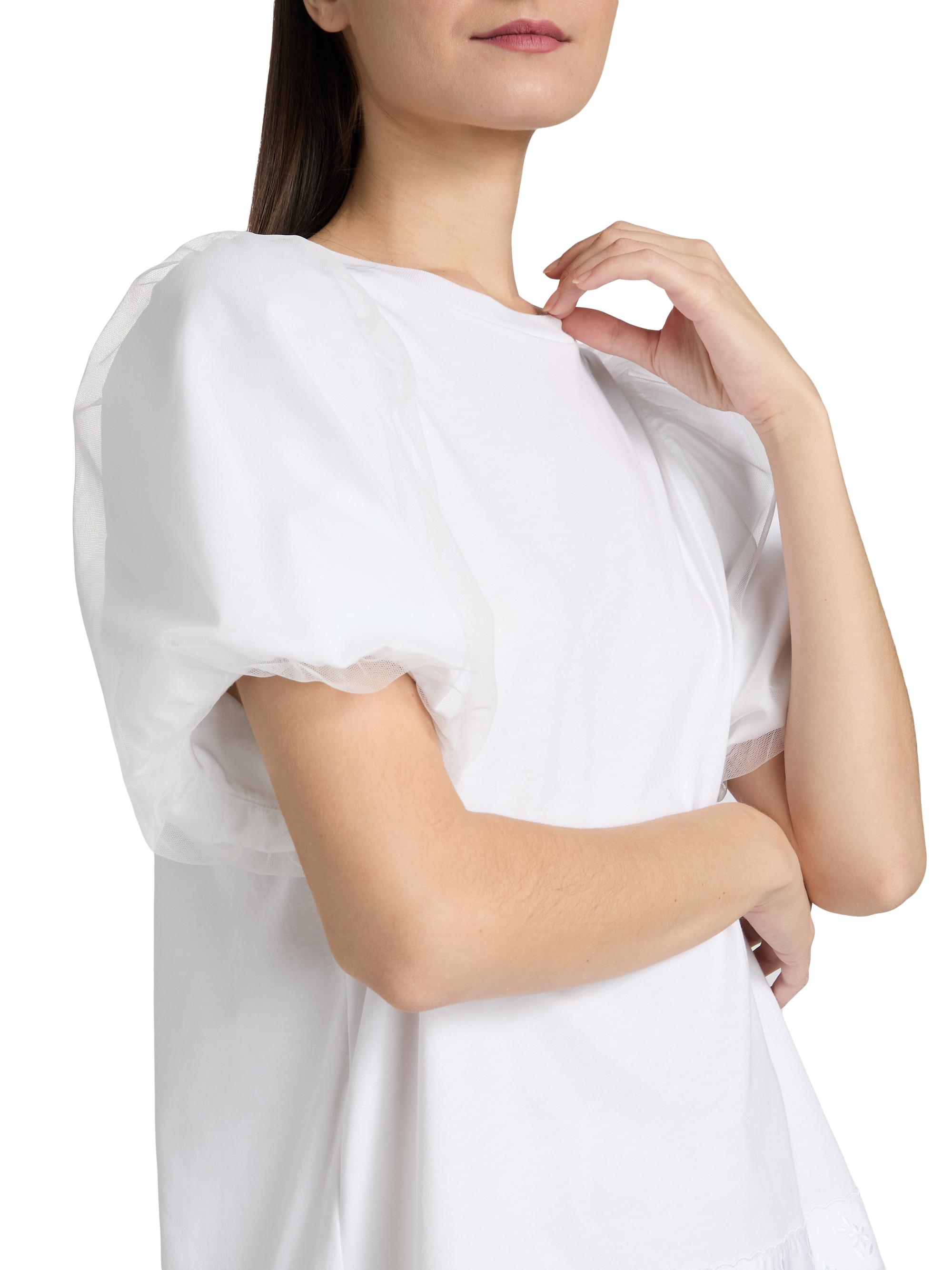 Simone Rocha Tulle Overlay Puff-Sleeve Lace-Trim T-Shirt | Saks