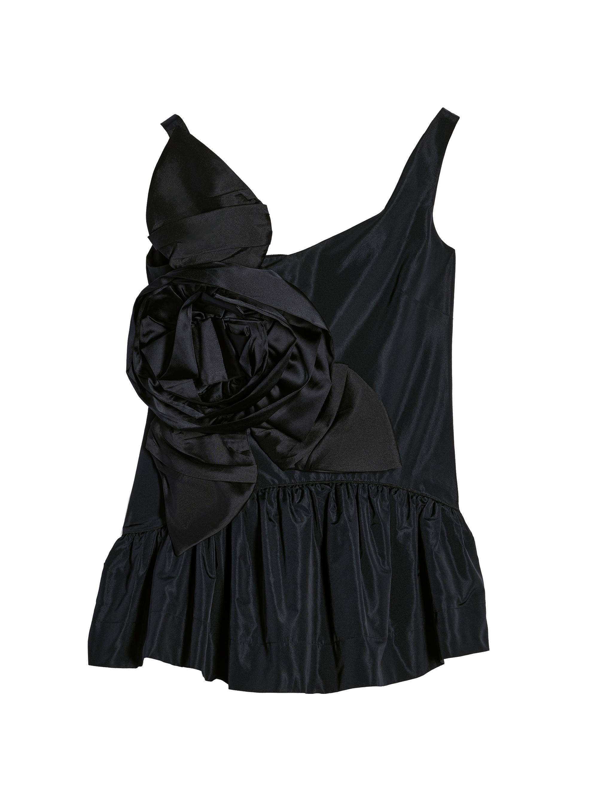 Simone Rocha Women's Pressed Rosette Tilted Neck Peplum Top - Black