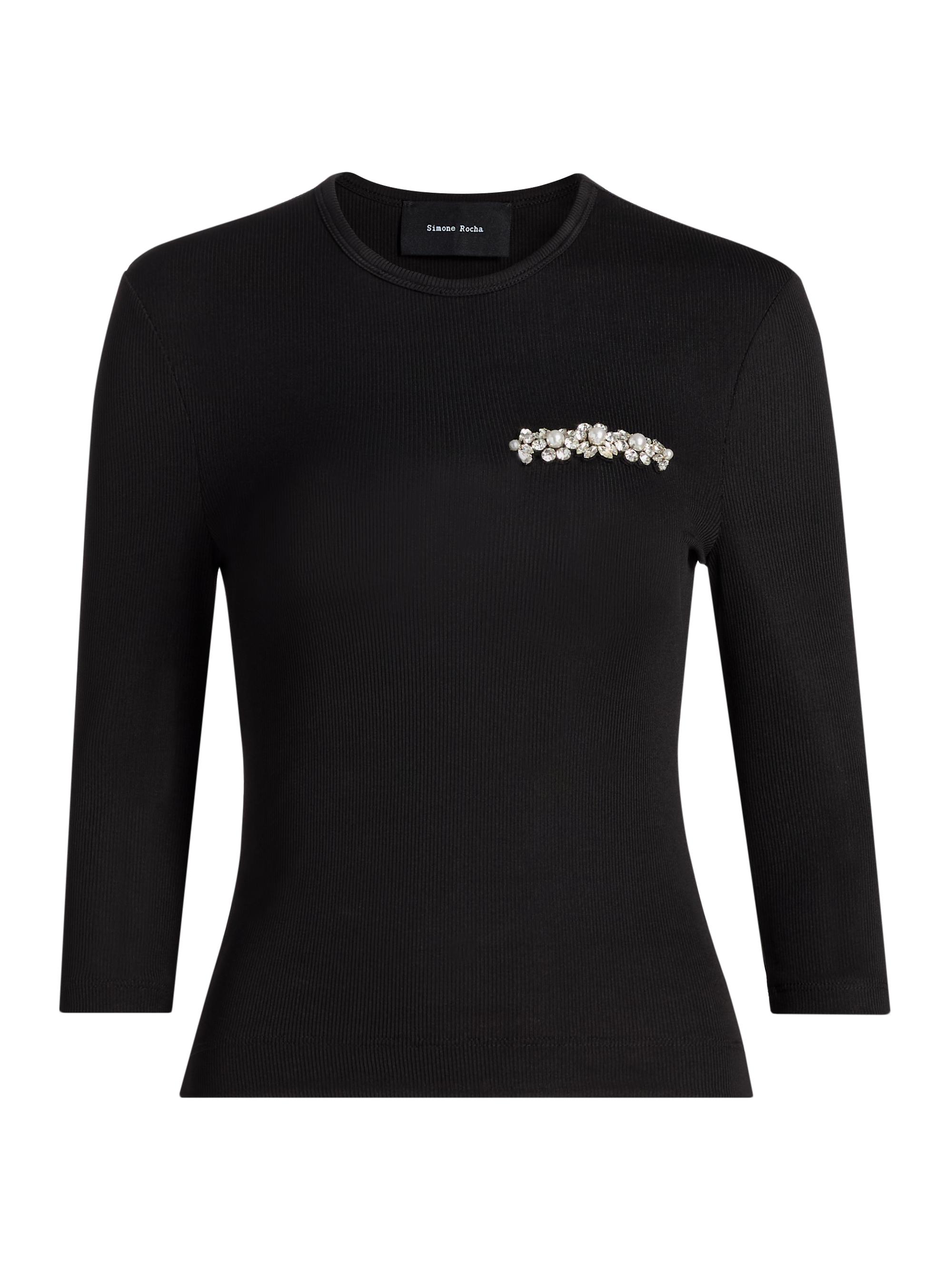 Simone Rocha Women's Underpinning Embellished Top - Black Pearl Clear