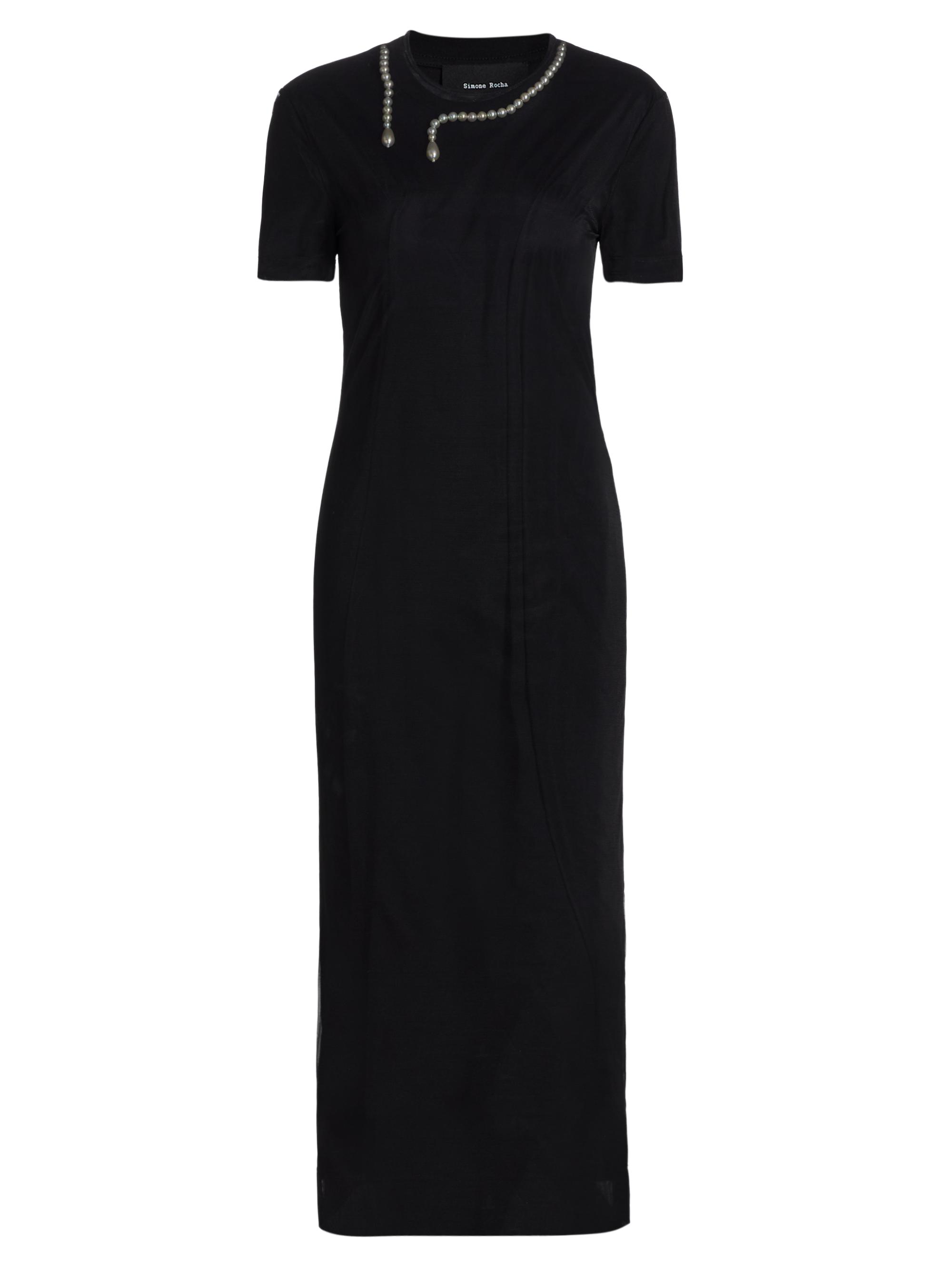 Simone Rocha Women's Embellished Necklace Midi-Dress - Black Black Pearl