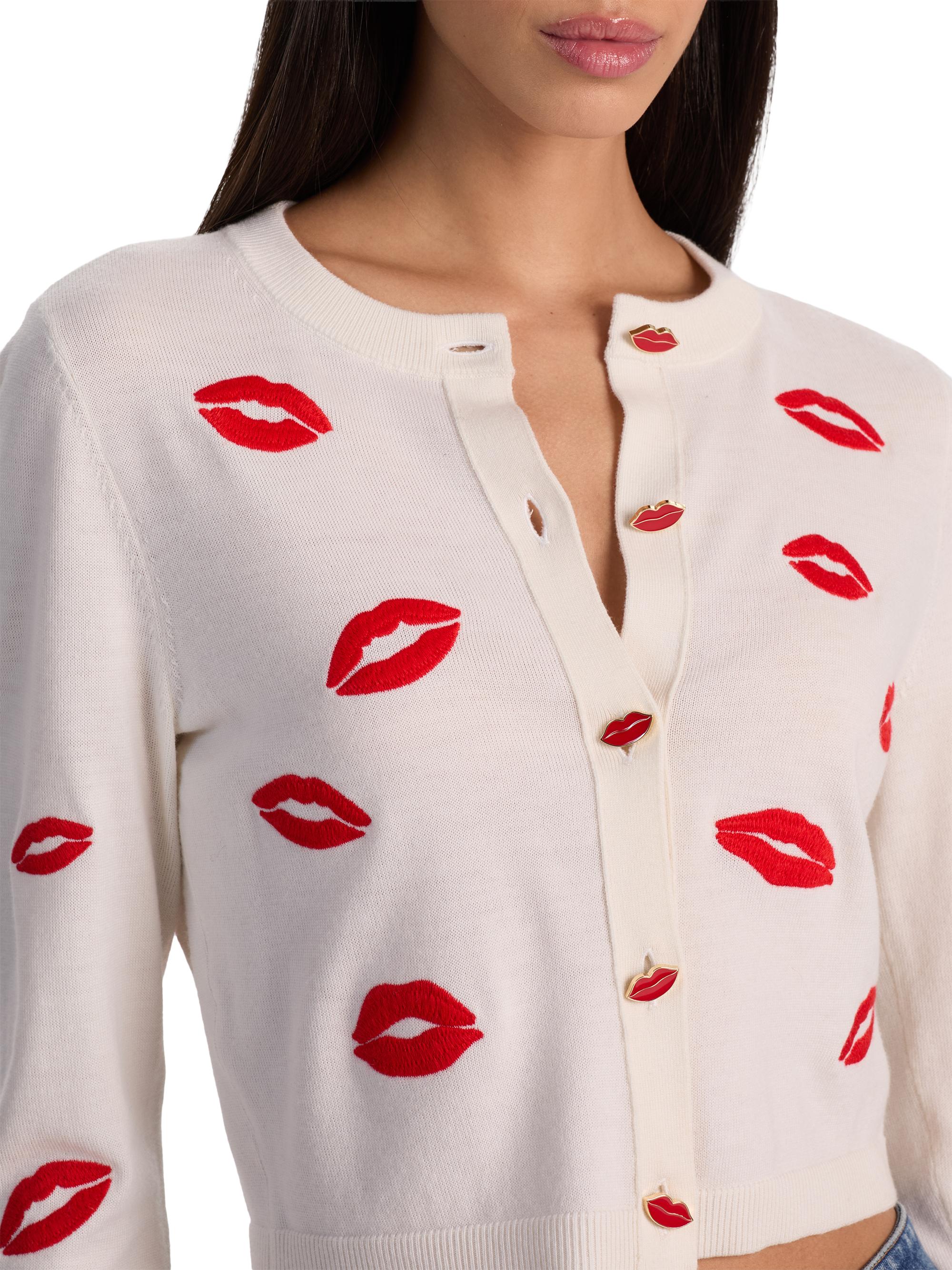 ALICE + OLIVIA Daroda Kiss Lipstick Stretch-Wool Cardigan | Saks