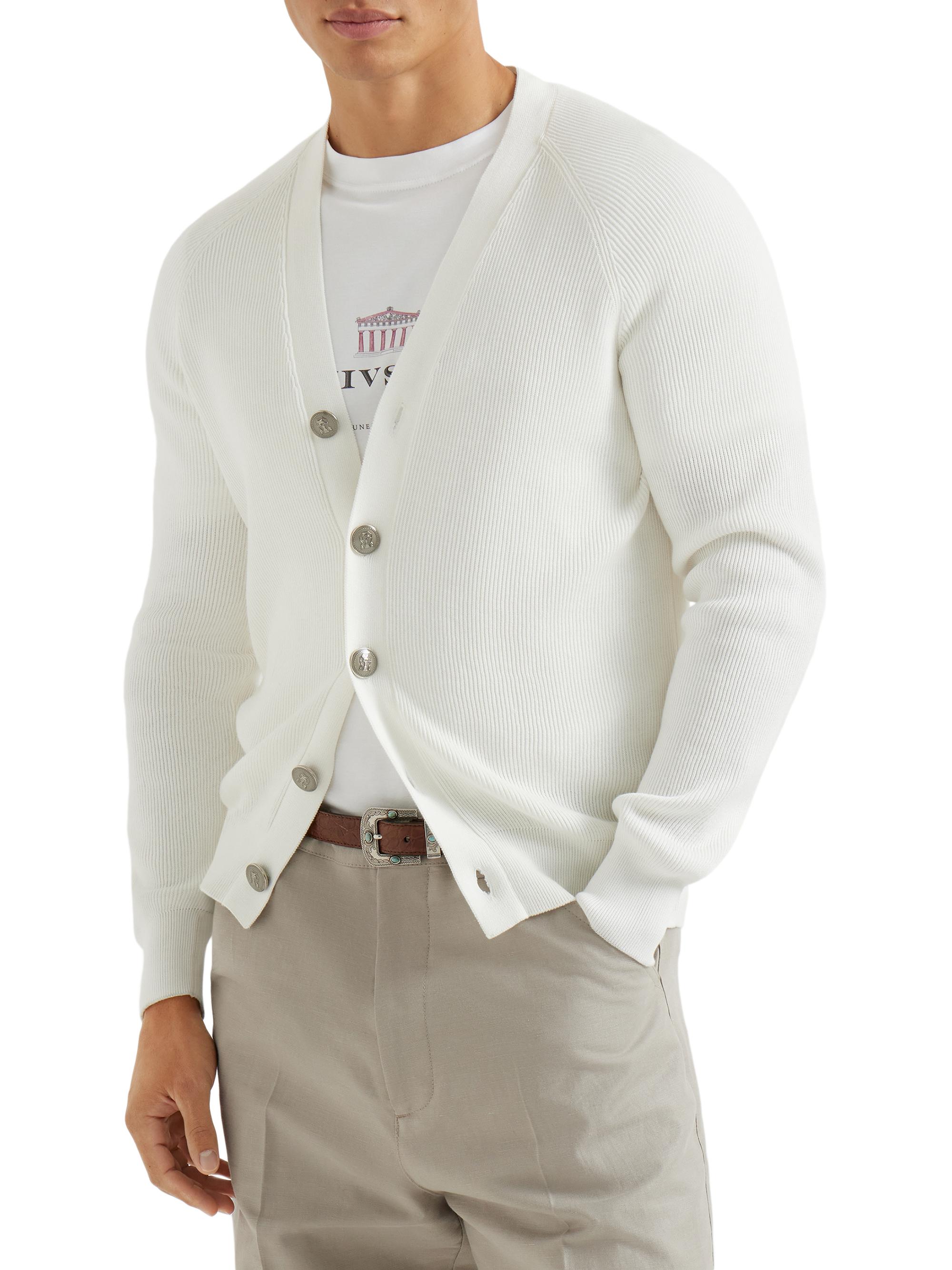 Cotton English Rib Cardigan with Raglan Sleeves